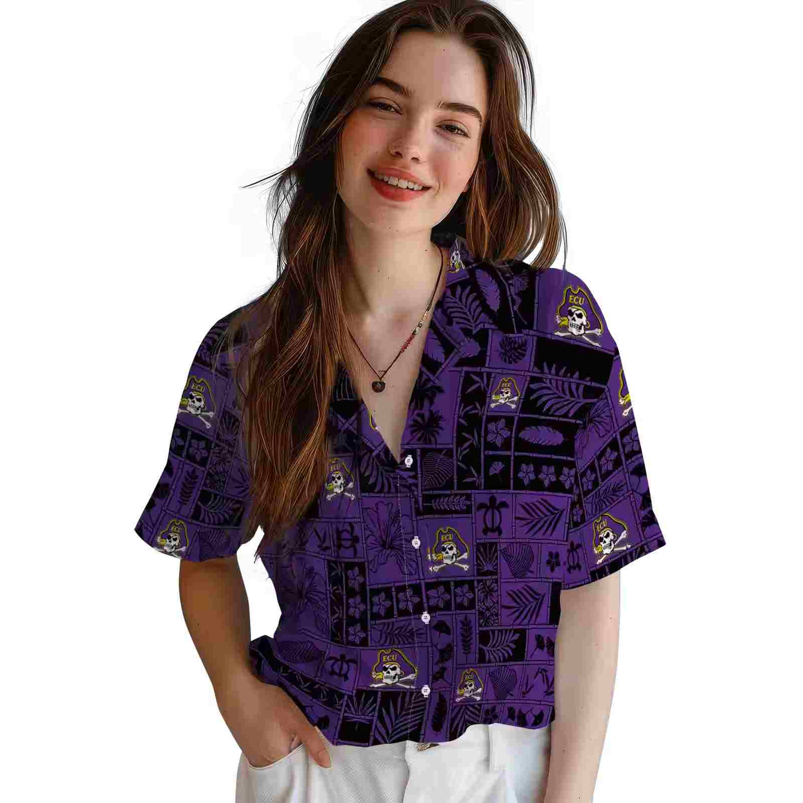 east carolina pirates tropical patchwork purple black hawaiian shirt latest model