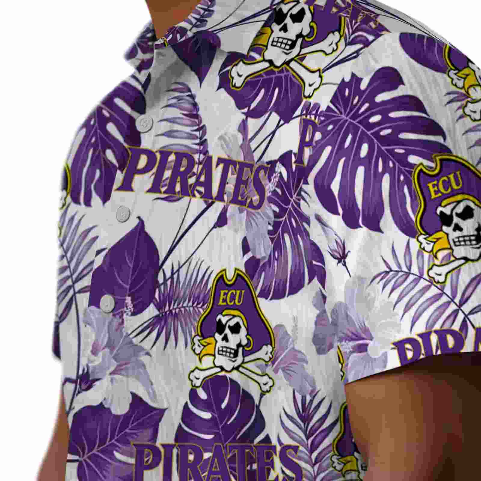 east carolina pirates tropical plants purple white hawaiian shirt trendy