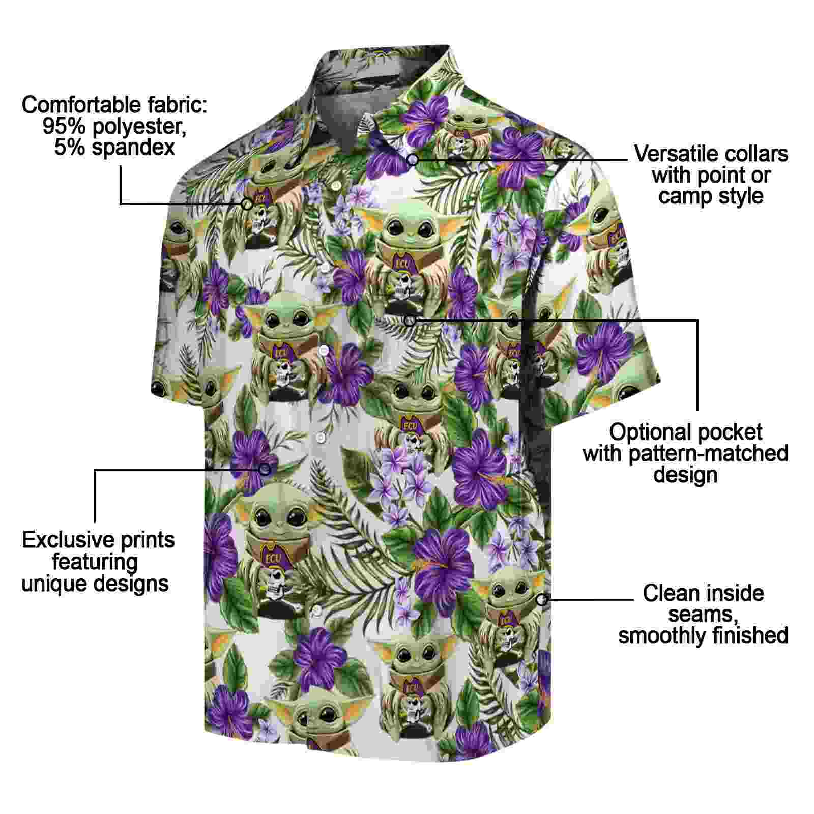 east carolina pirates tropical yoda green hawaiian shirt new arrival