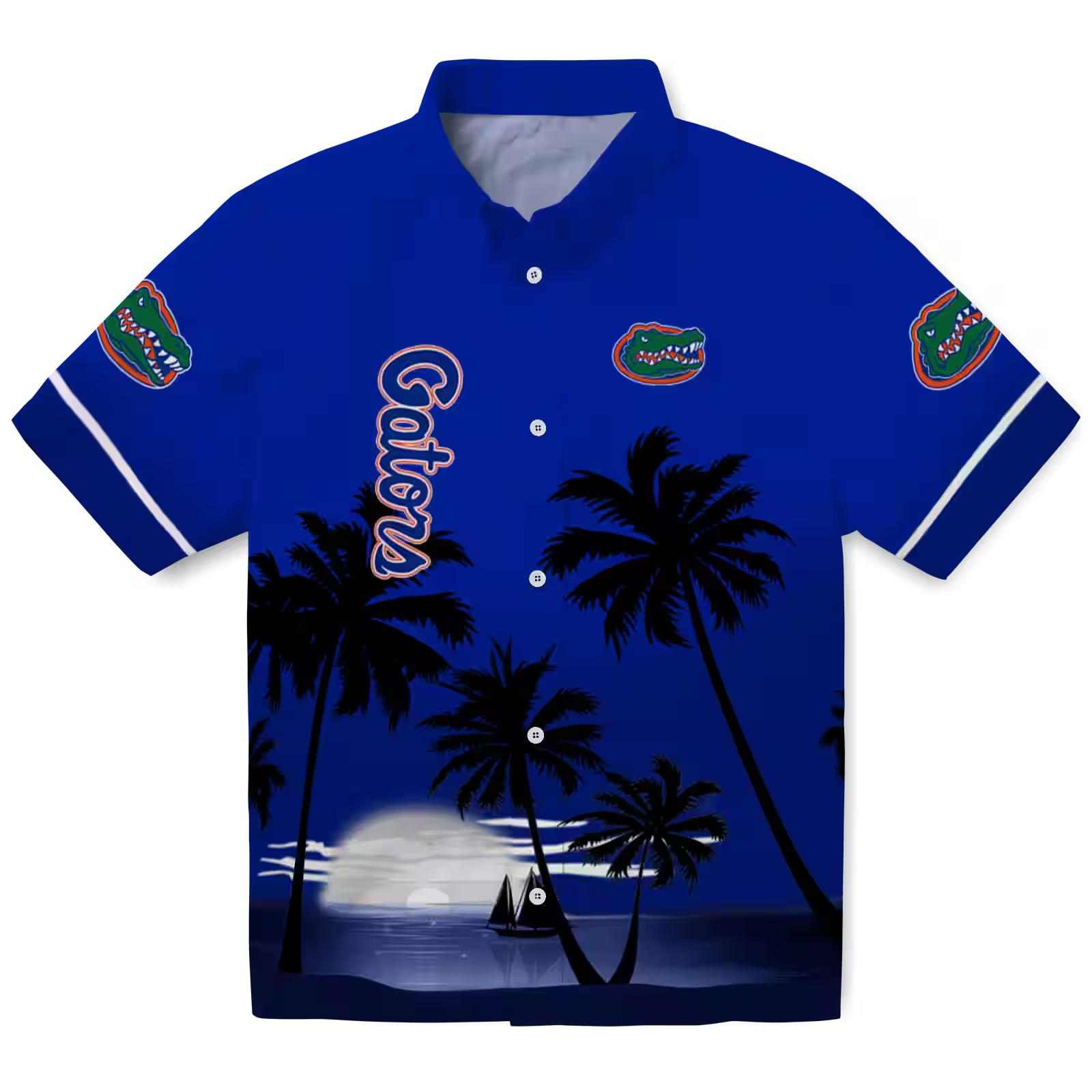 Florida Gators Beach Sunset Blue Black Hawaiian Shirt