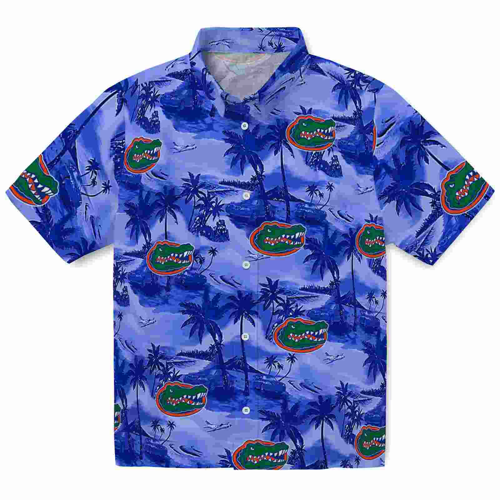 Florida Gators Coastal Palms Blue Hawaiian Shirt