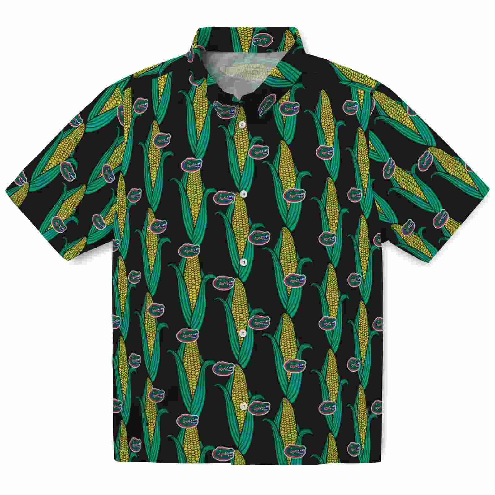 Florida Gators Corn Motifs Black Green Hawaiian Shirt