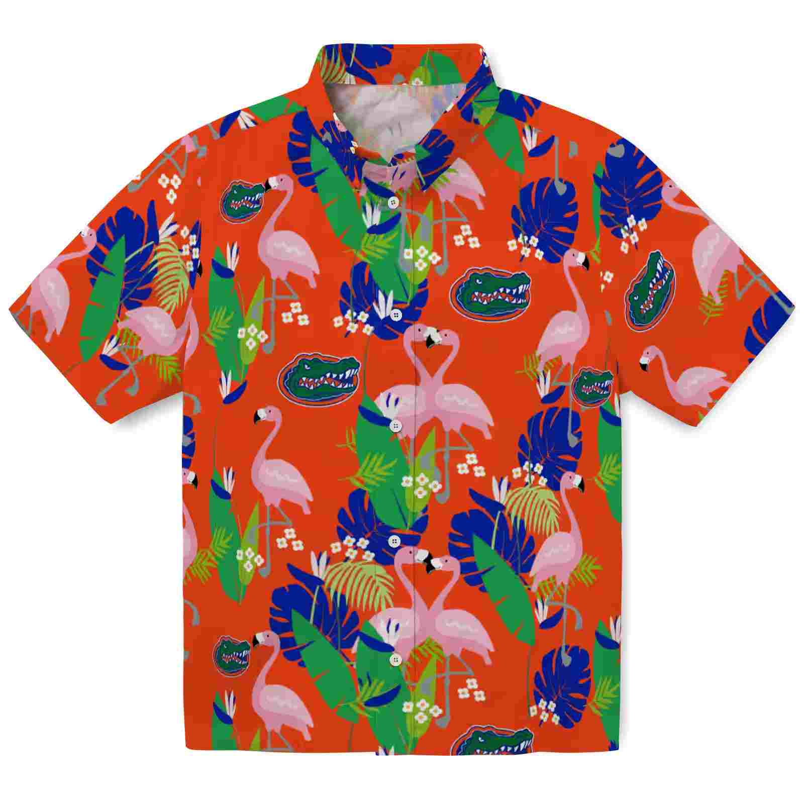 Florida Gators Flamingo Foliage Blue Green Hawaiian Shirt