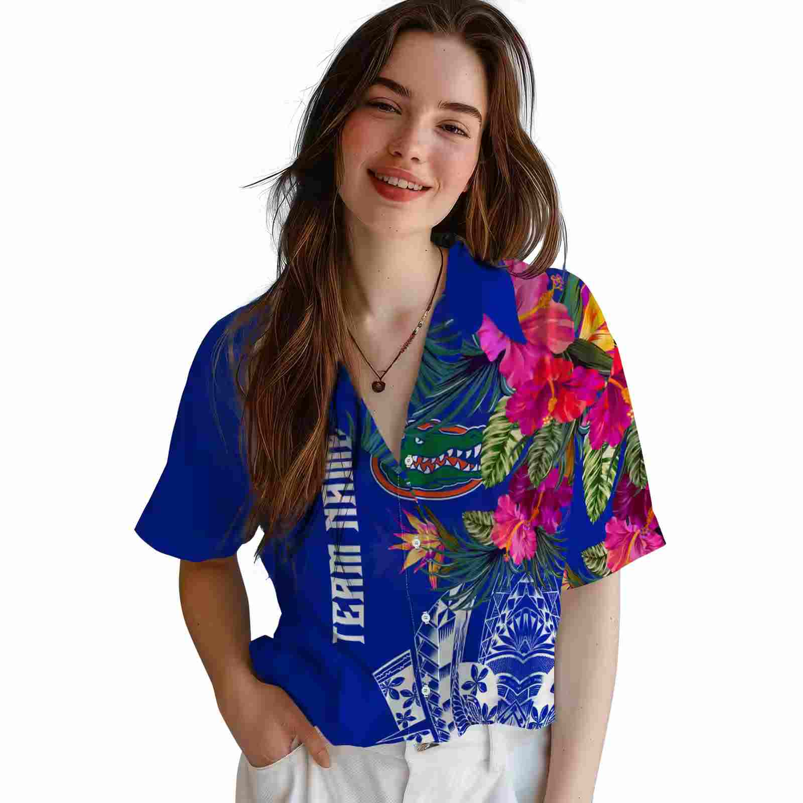 florida gators floral polynesian blue hawaiian shirt latest model