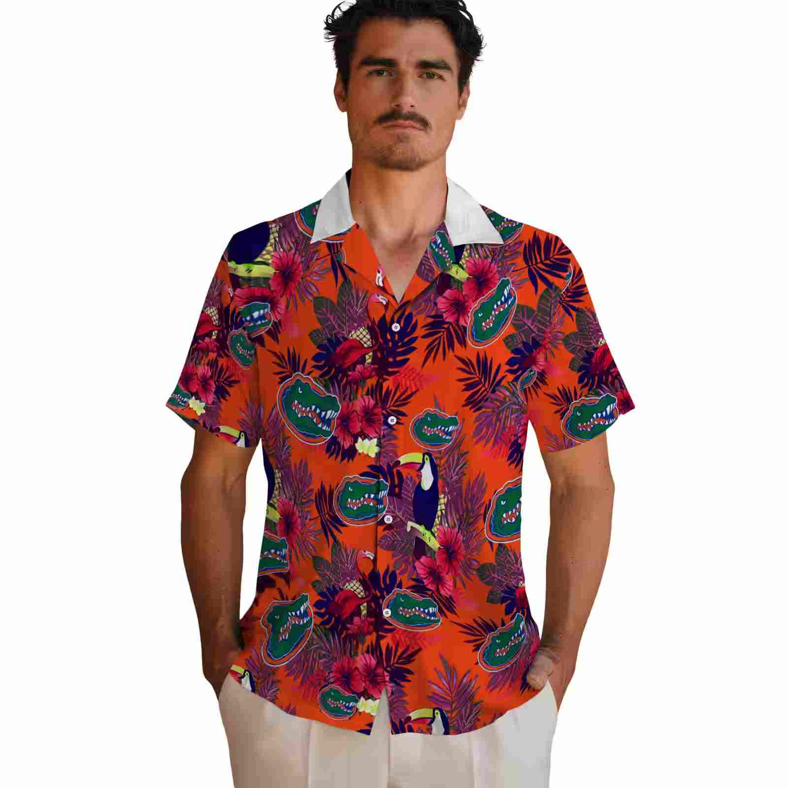 florida gators floral toucan blue red hawaiian shirt fashion forward