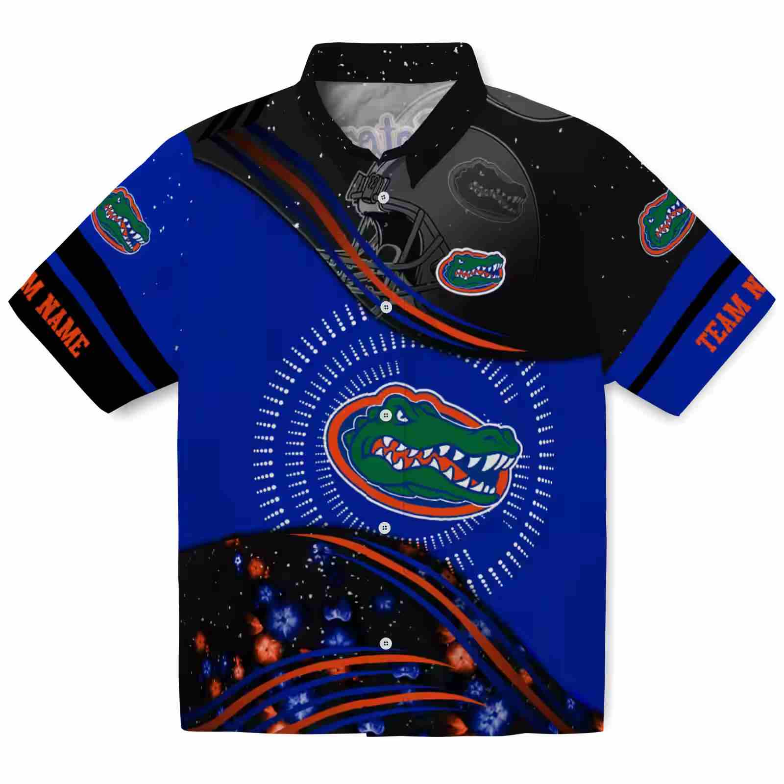 Florida Gators Football Wave Blue Black Hawaiian Shirt