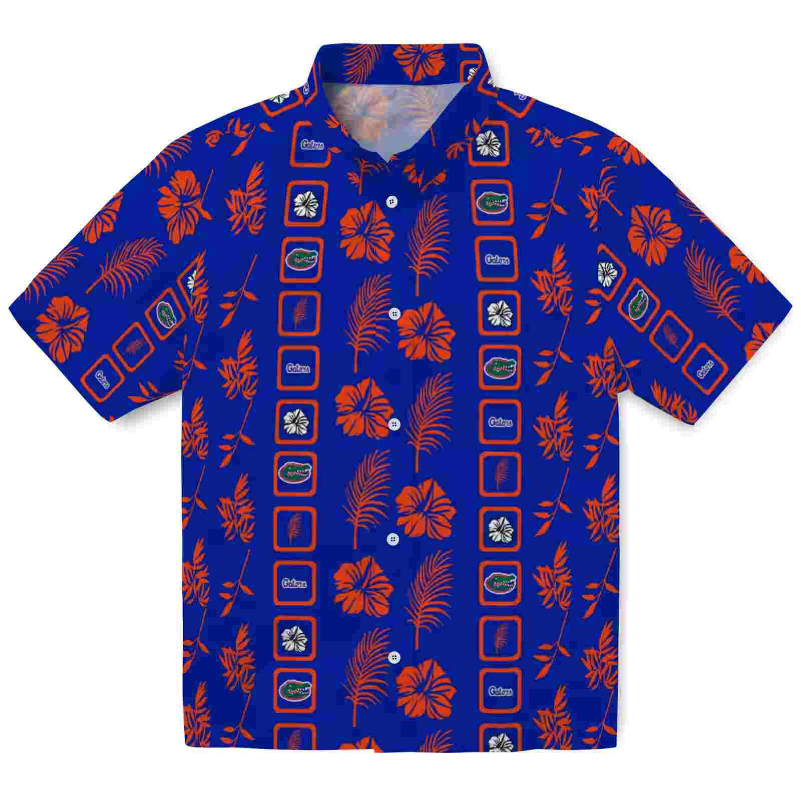 Florida Gators Framed Floral Blue Hawaiian Shirt