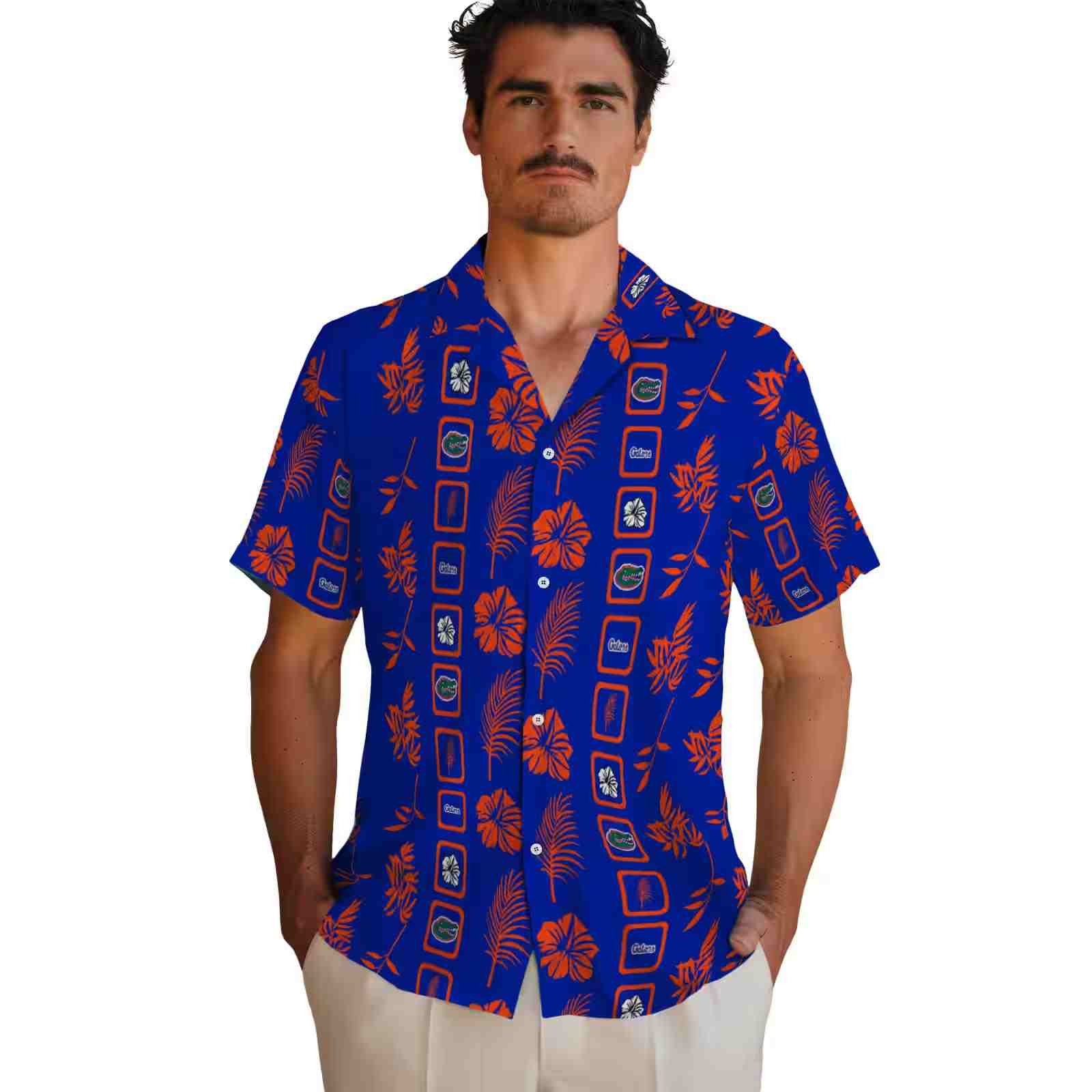 florida gators framed floral blue hawaiian shirt fashion forward