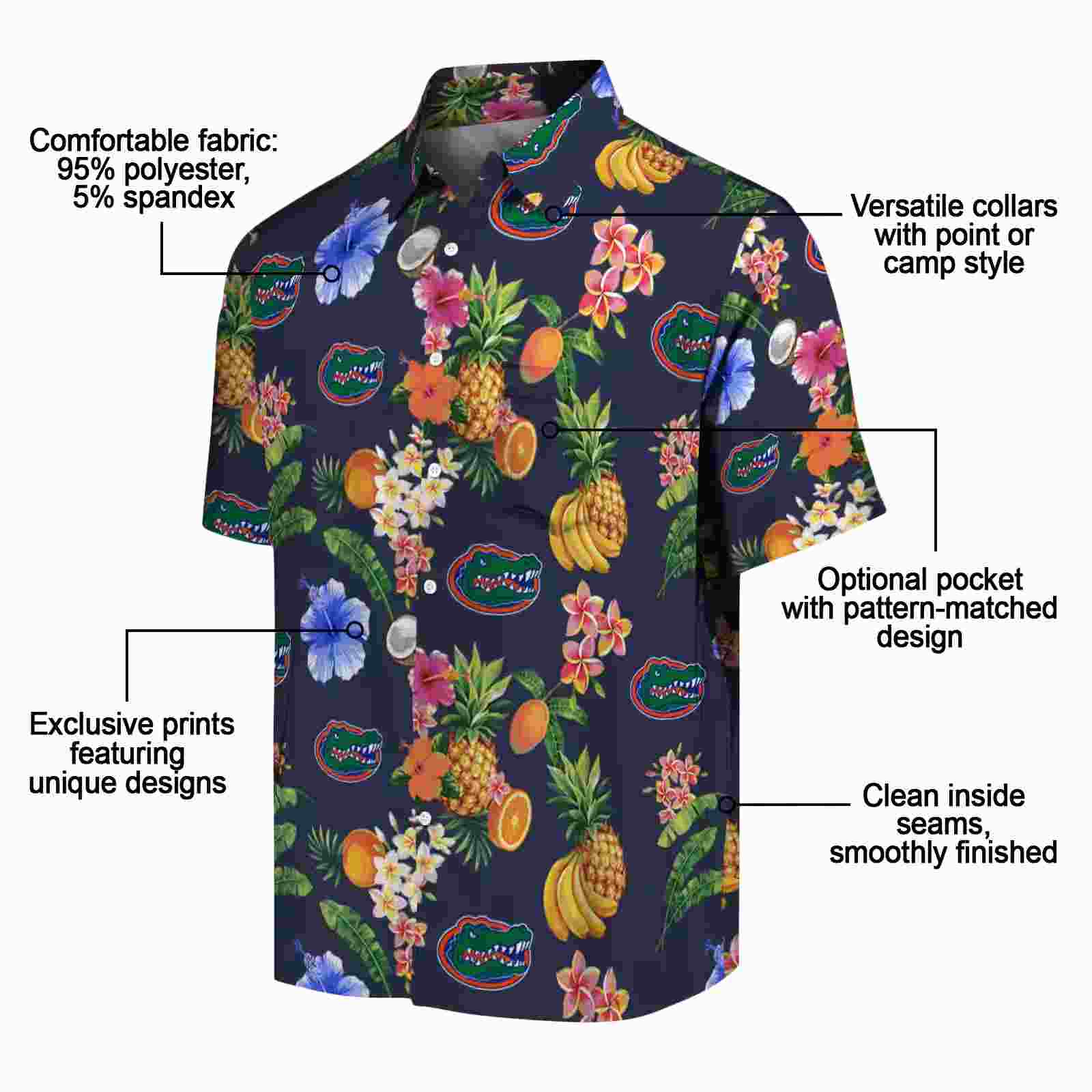 florida gators hibiscus and fruit navy blue hawaiian shirt new arrival