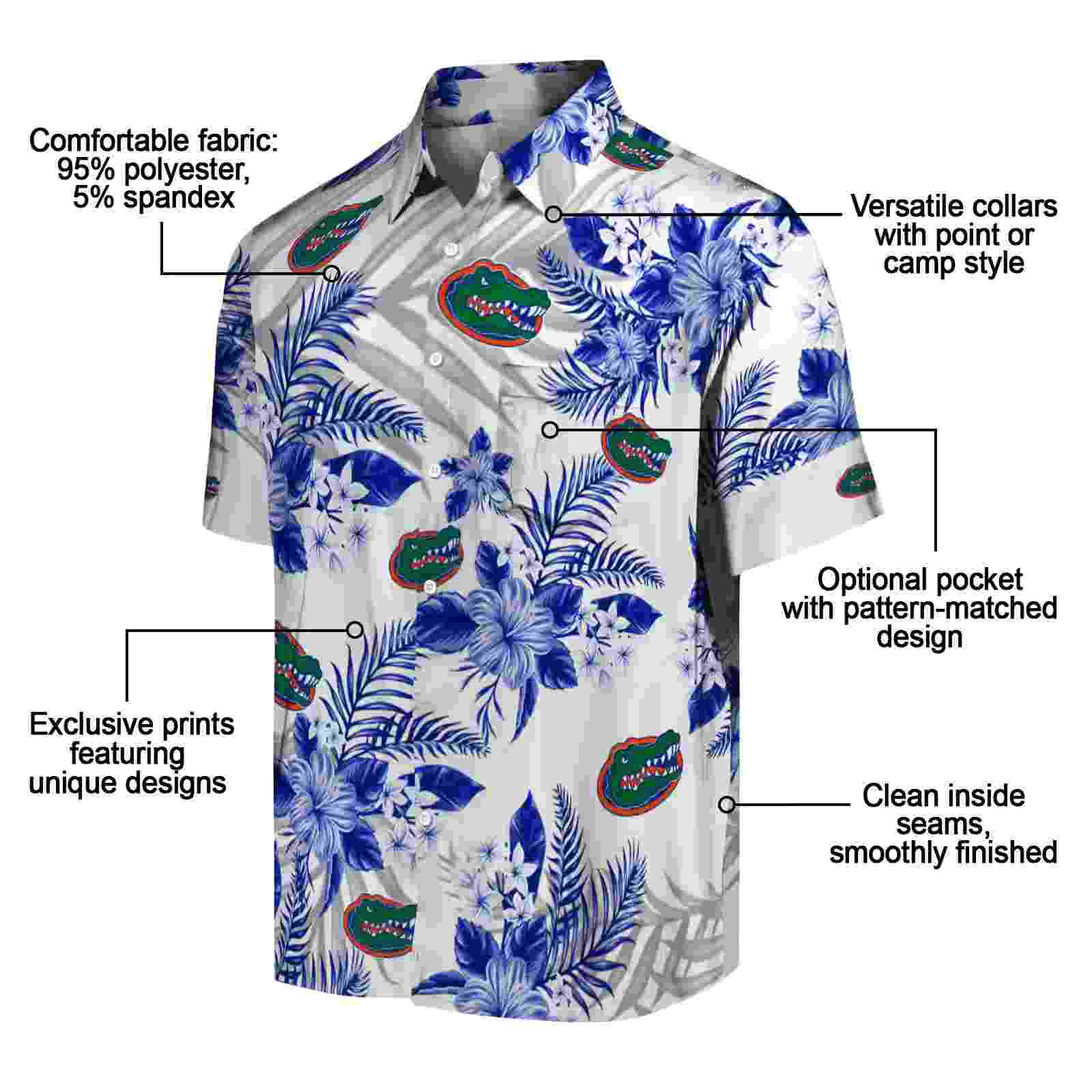 florida gators hibiscus palm leaves blue white hawaiian shirt new arrival