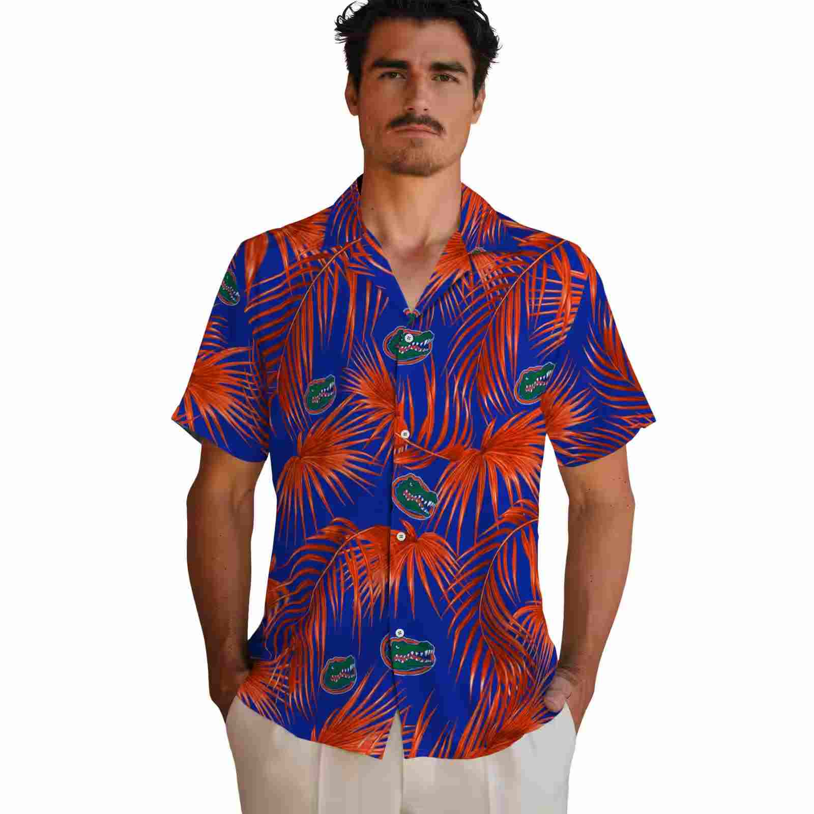 florida gators leafy palms blue hawaiian shirt fashion forward