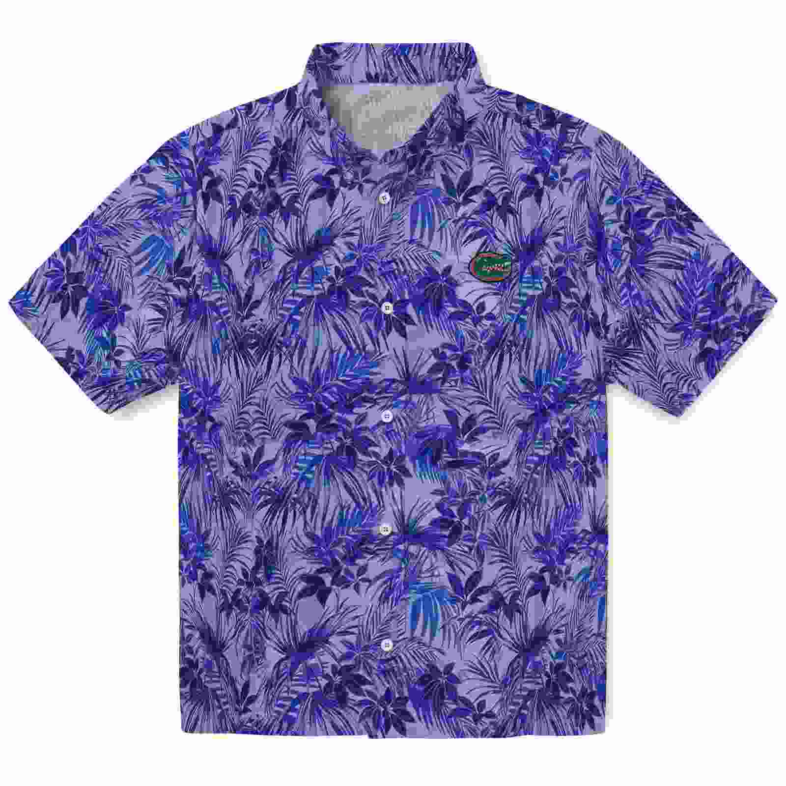 Florida Gators Leafy Pattern Blue Hawaiian Shirt