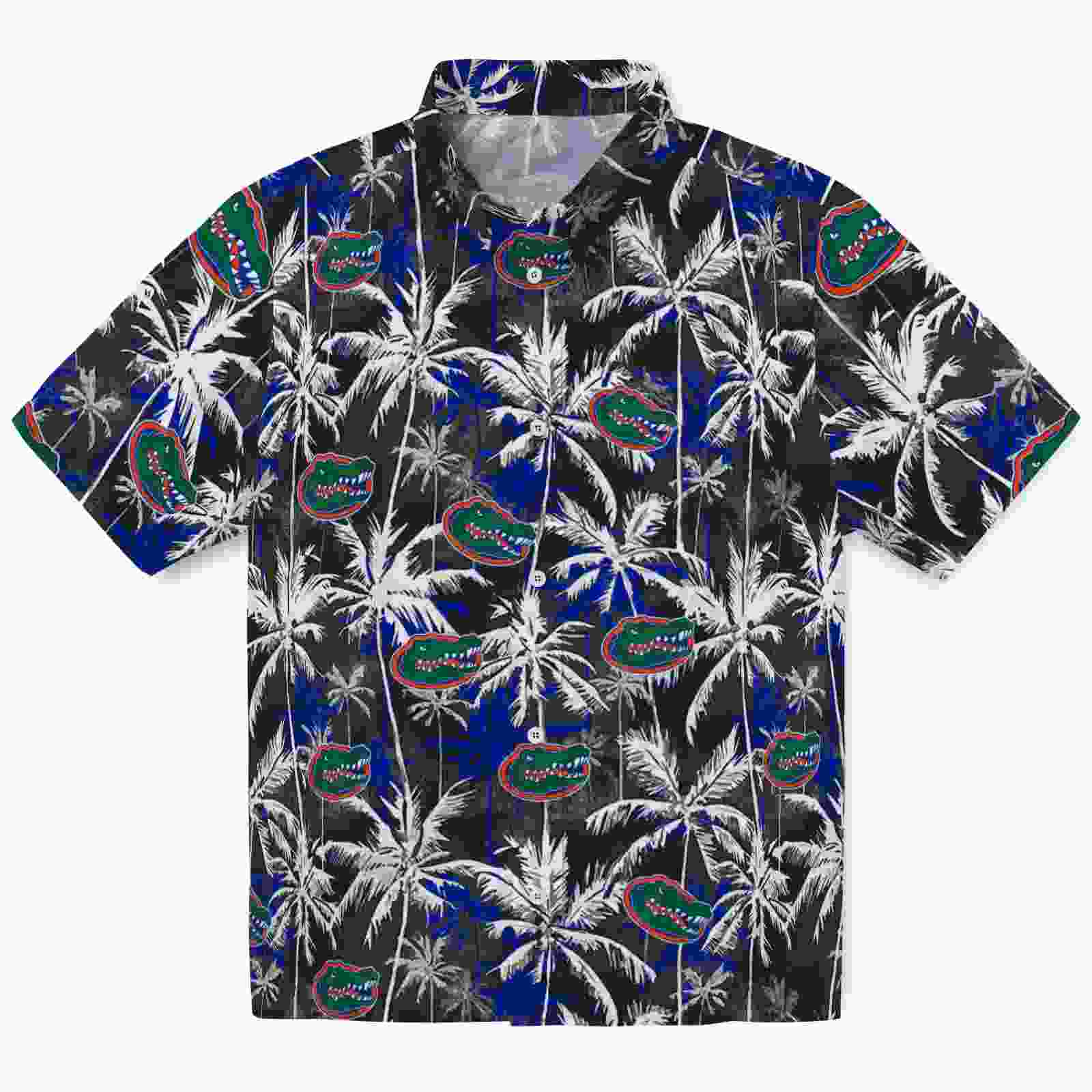 Florida Gators Palm Pattern Blue Black Hawaiian Shirt