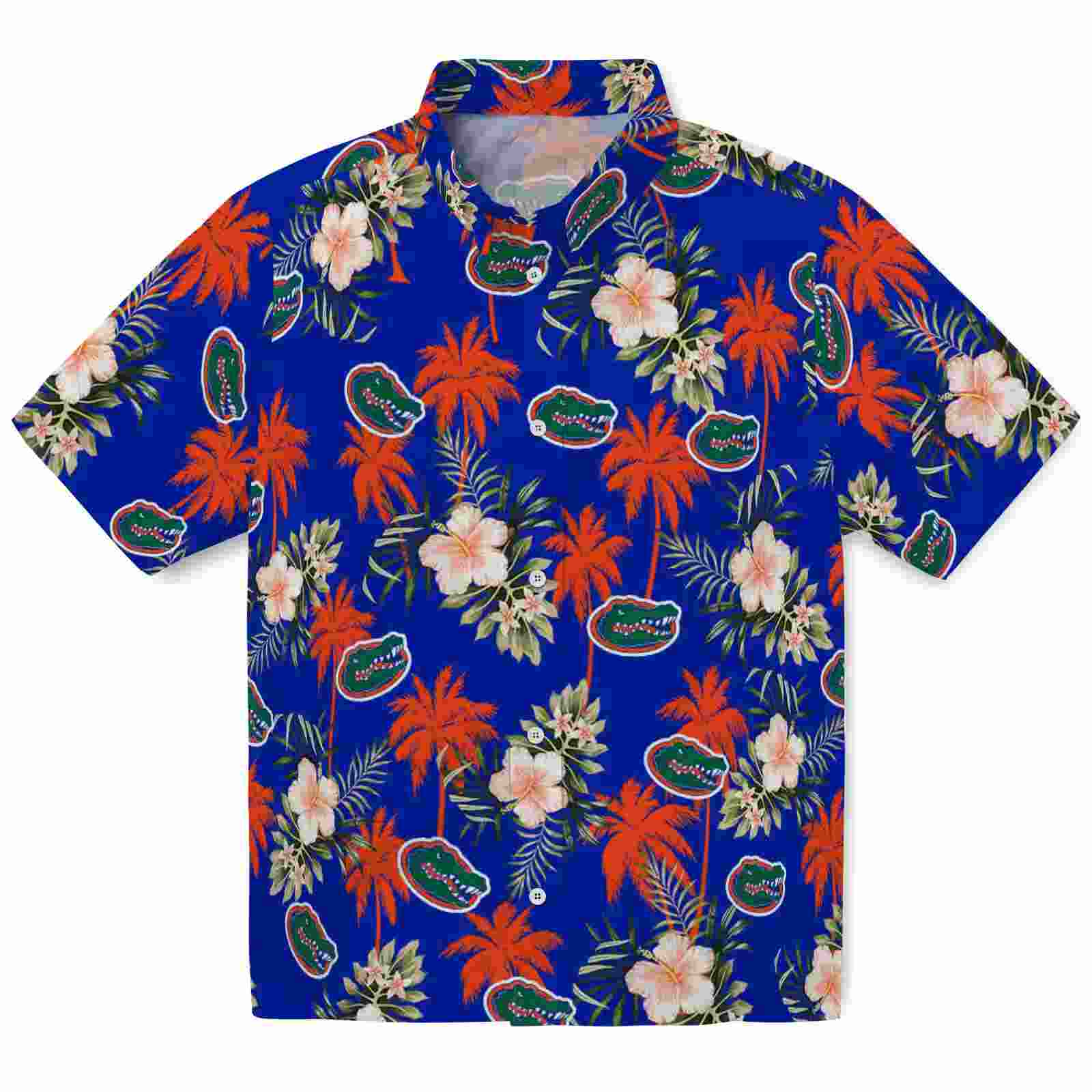 Florida Gators Palm Tree Flower Blue Hawaiian Shirt