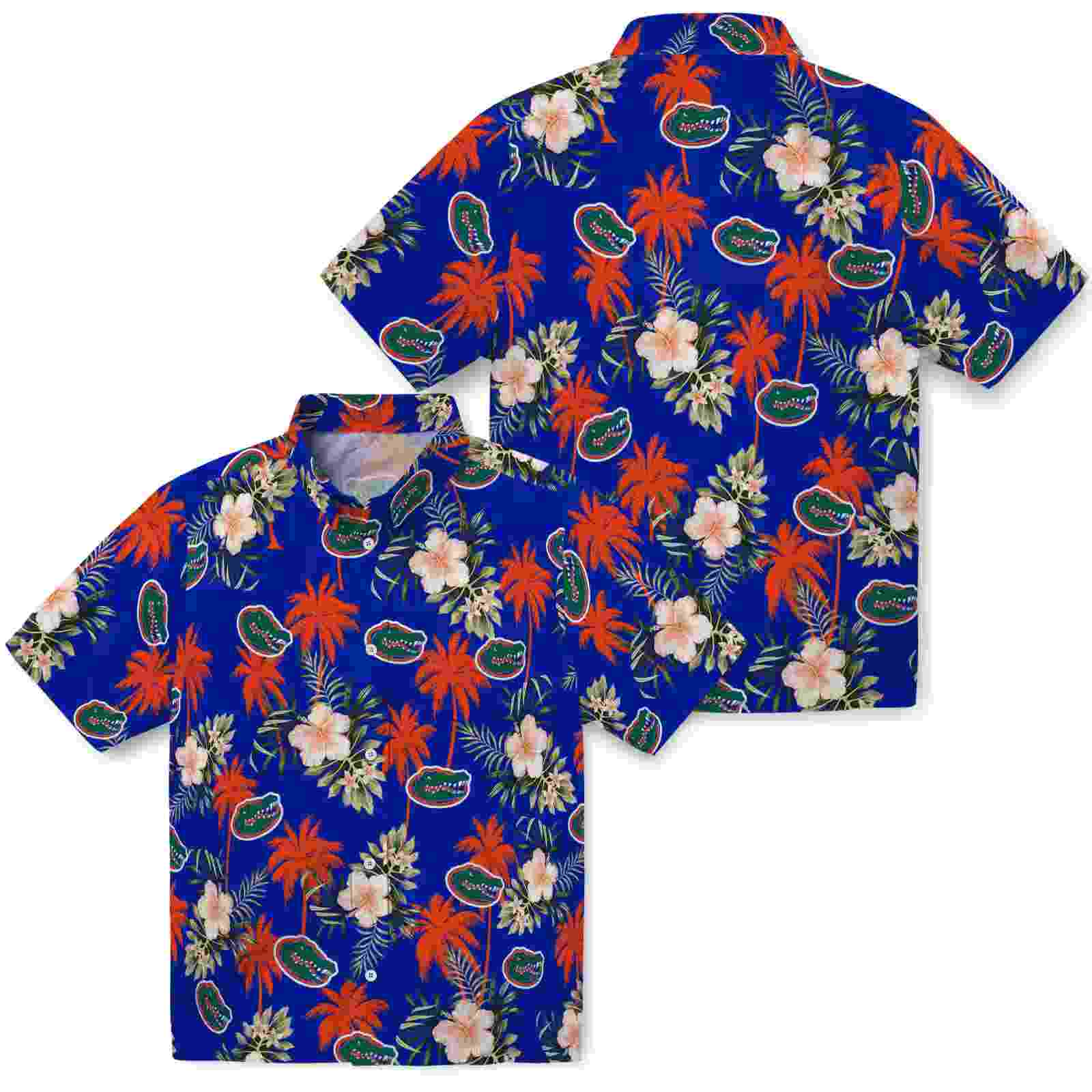 florida gators palm tree flower blue hawaiian shirt high quality