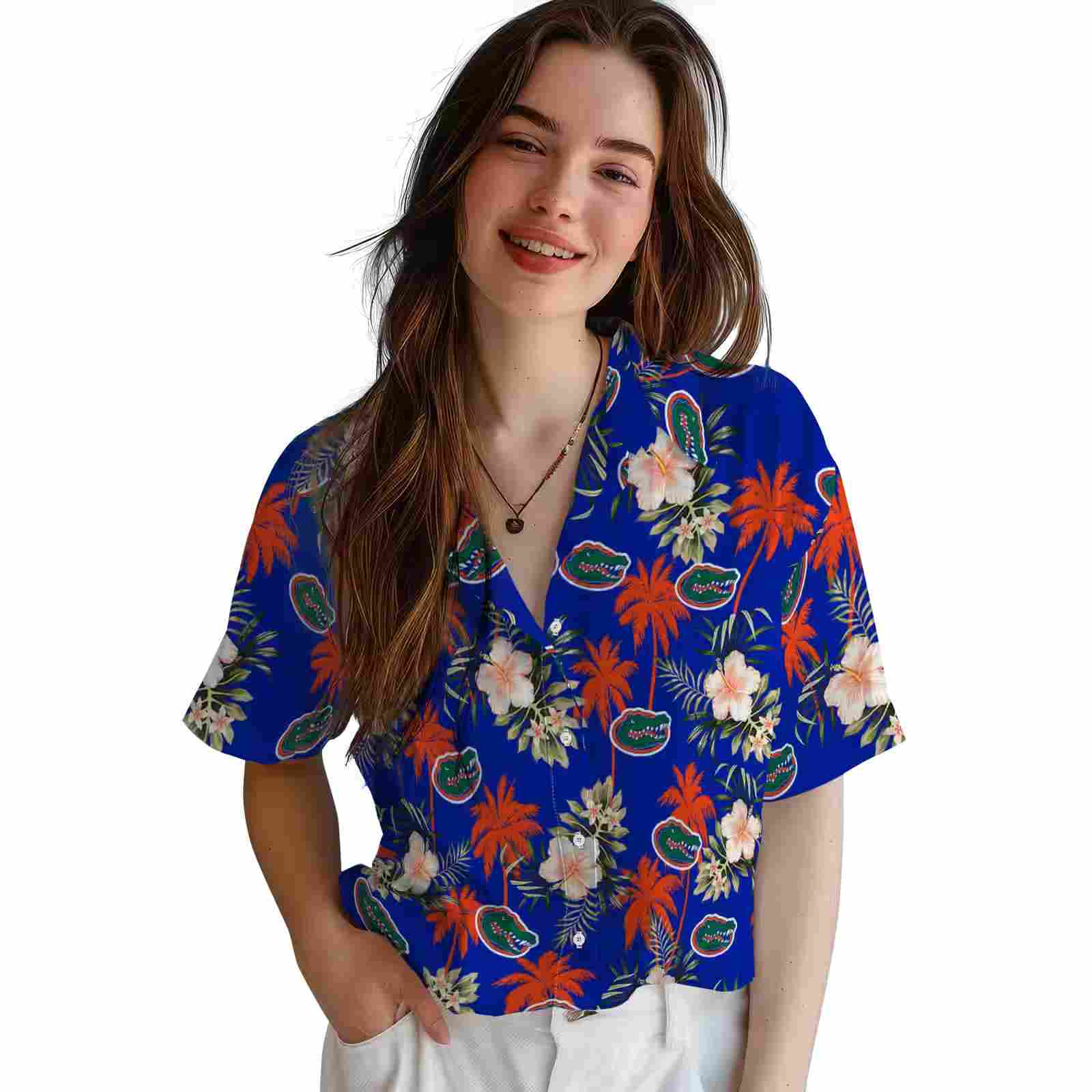 florida gators palm tree flower blue hawaiian shirt latest model