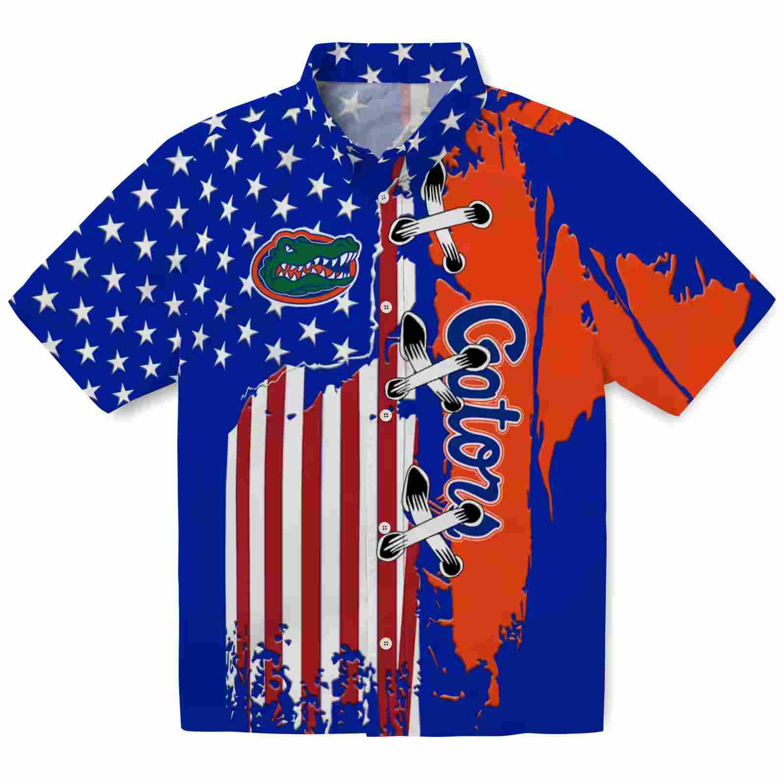 Florida Gators Stitched Flag Blue Hawaiian Shirt