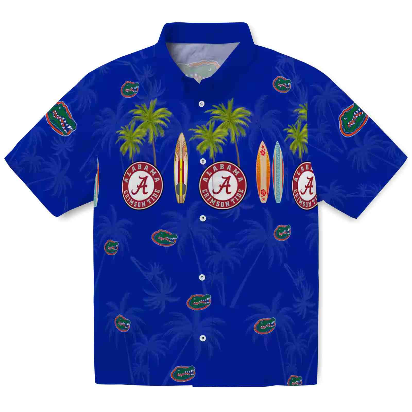 Florida Gators Surfboard Palm Blue Hawaiian Shirt