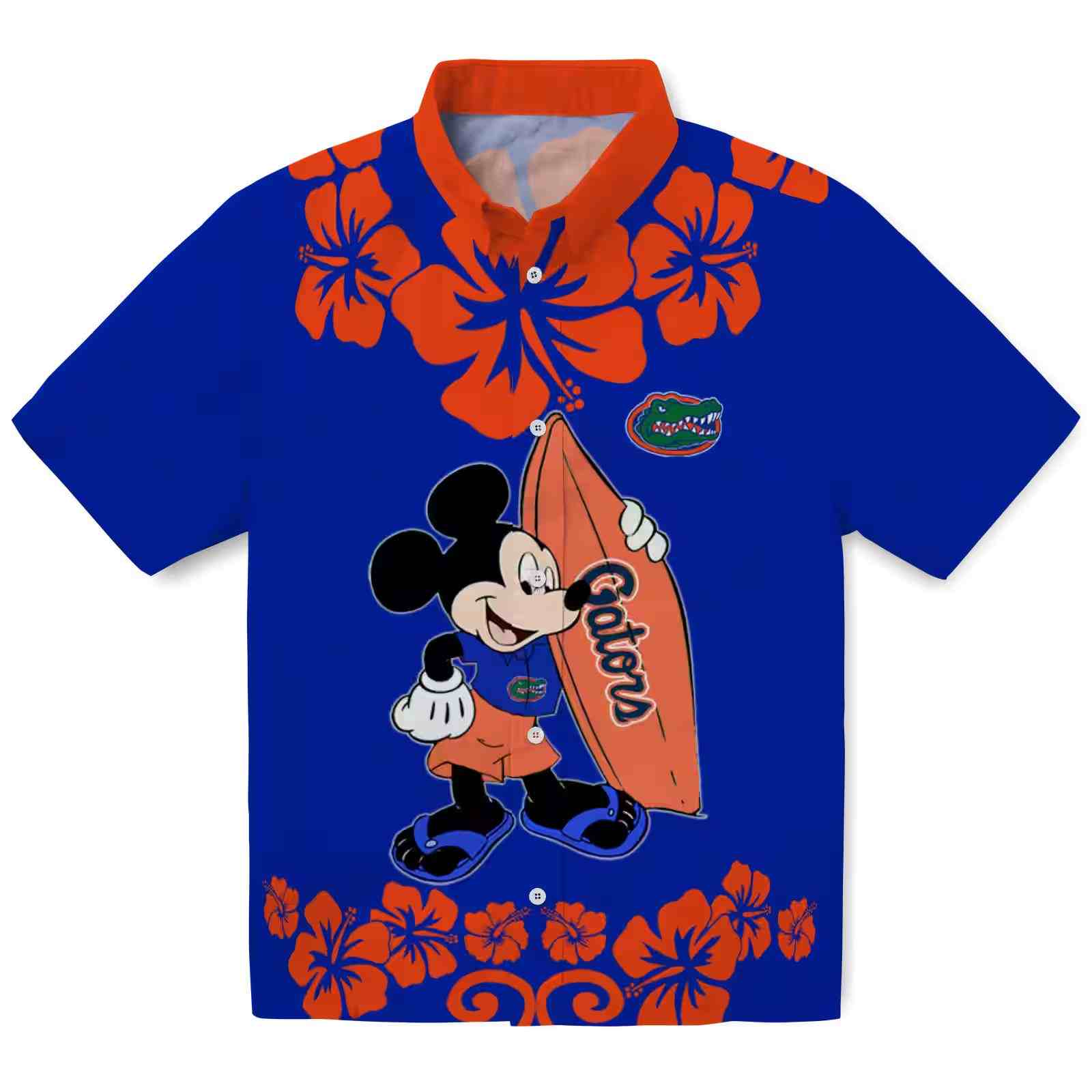 Florida Gators Surfing Mickey Blue Hawaiian Shirt