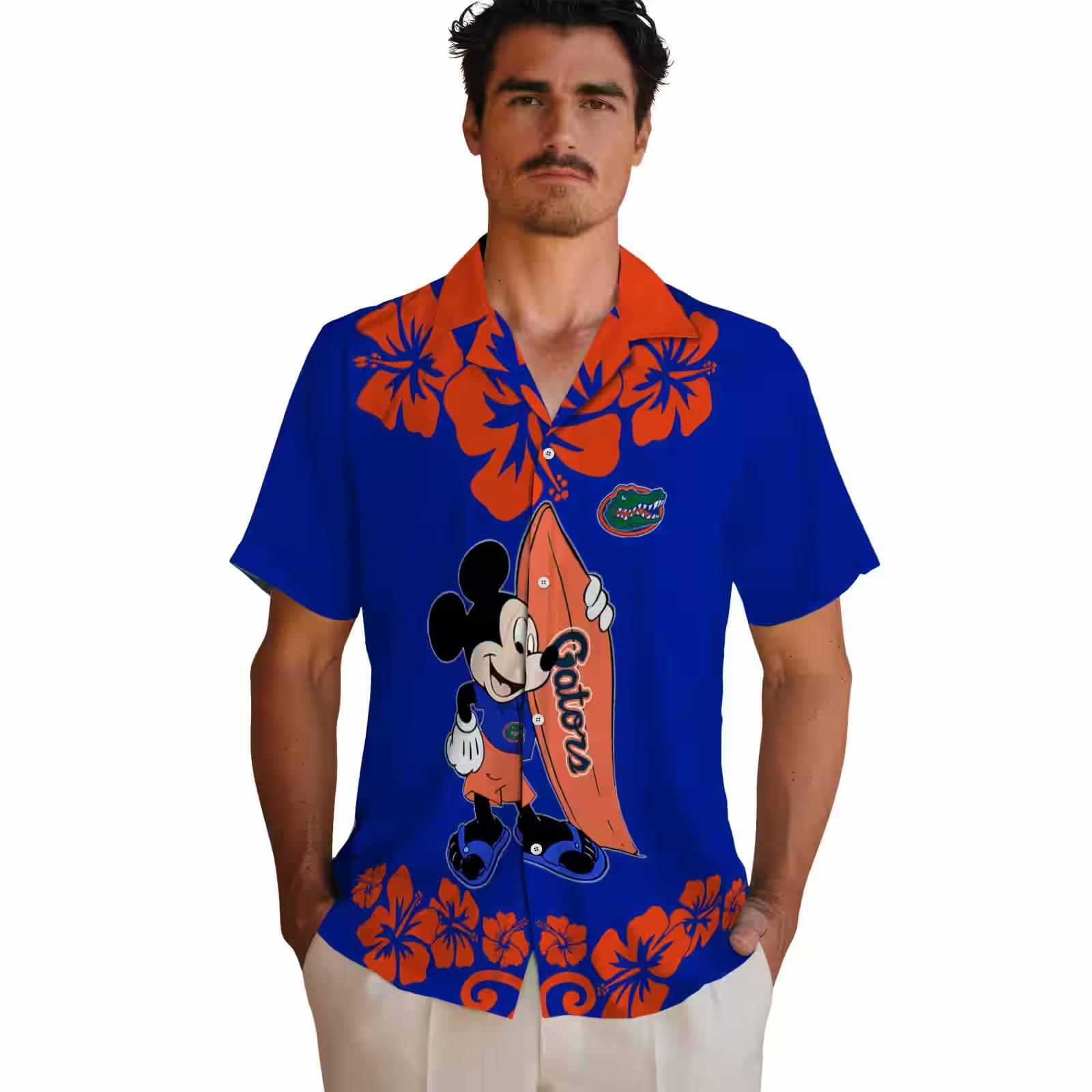 florida gators surfing mickey blue hawaiian shirt fashion forward