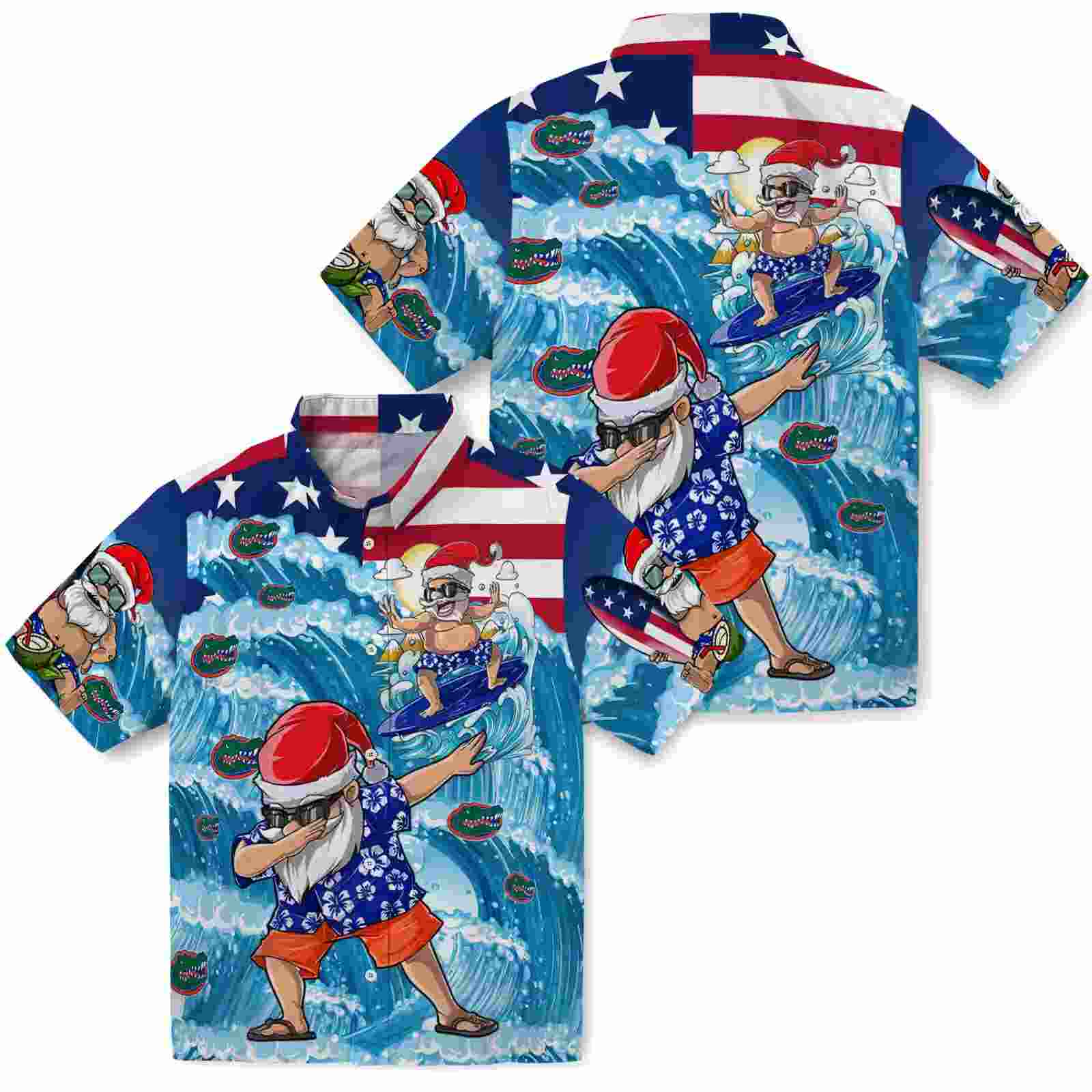 florida gators surfing santa blue hawaiian shirt high quality