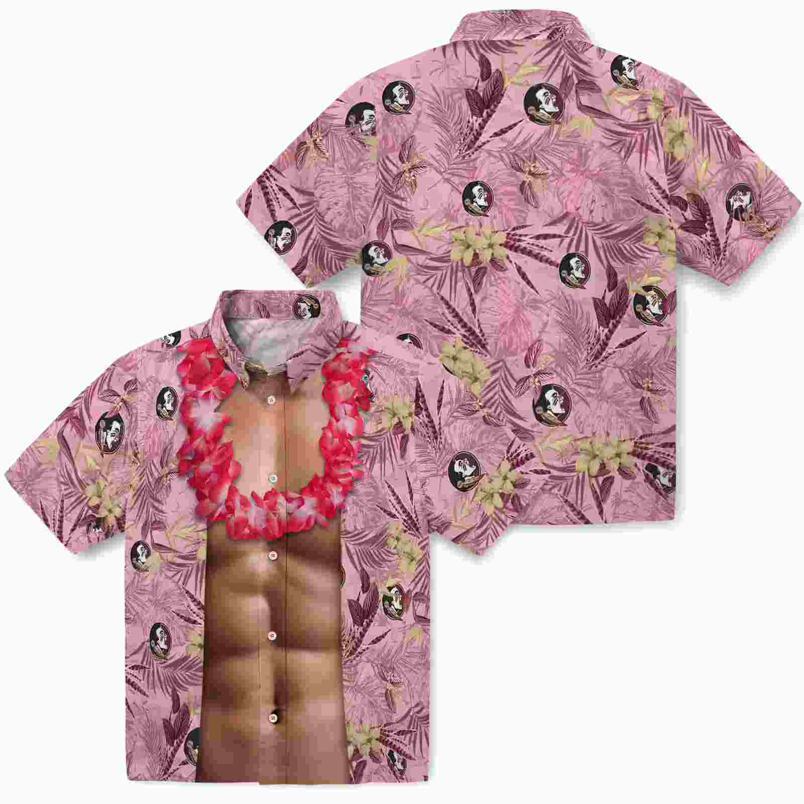 florida state seminoles chest illusion garnet hawaiian shirt high quality