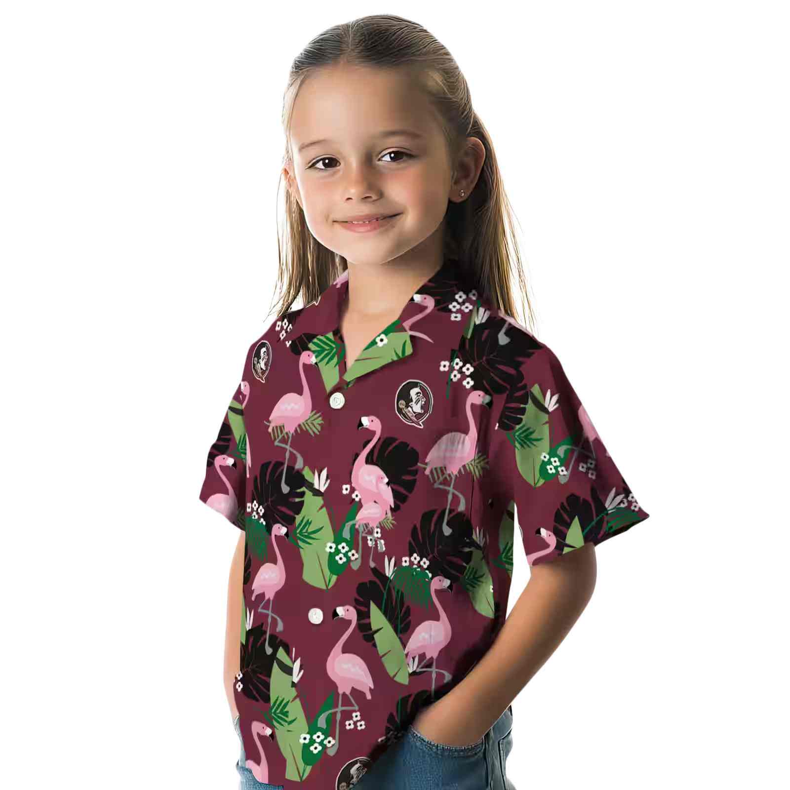 florida state seminoles flamingo leaf motif garnet hawaiian shirt premium grade