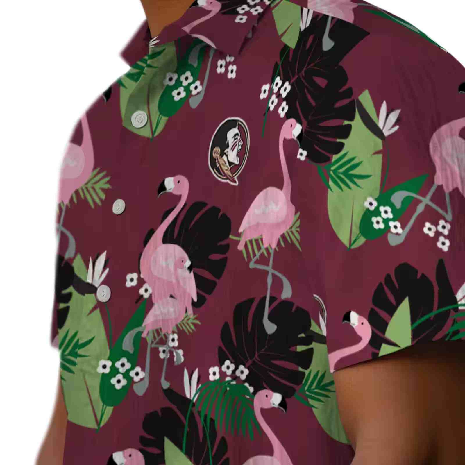 florida state seminoles flamingo leaf motif garnet hawaiian shirt trendy