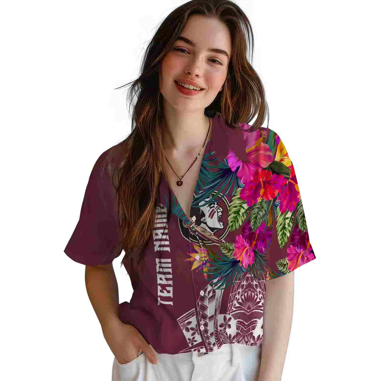 florida state seminoles floral polynesian garnet hawaiian shirt latest model