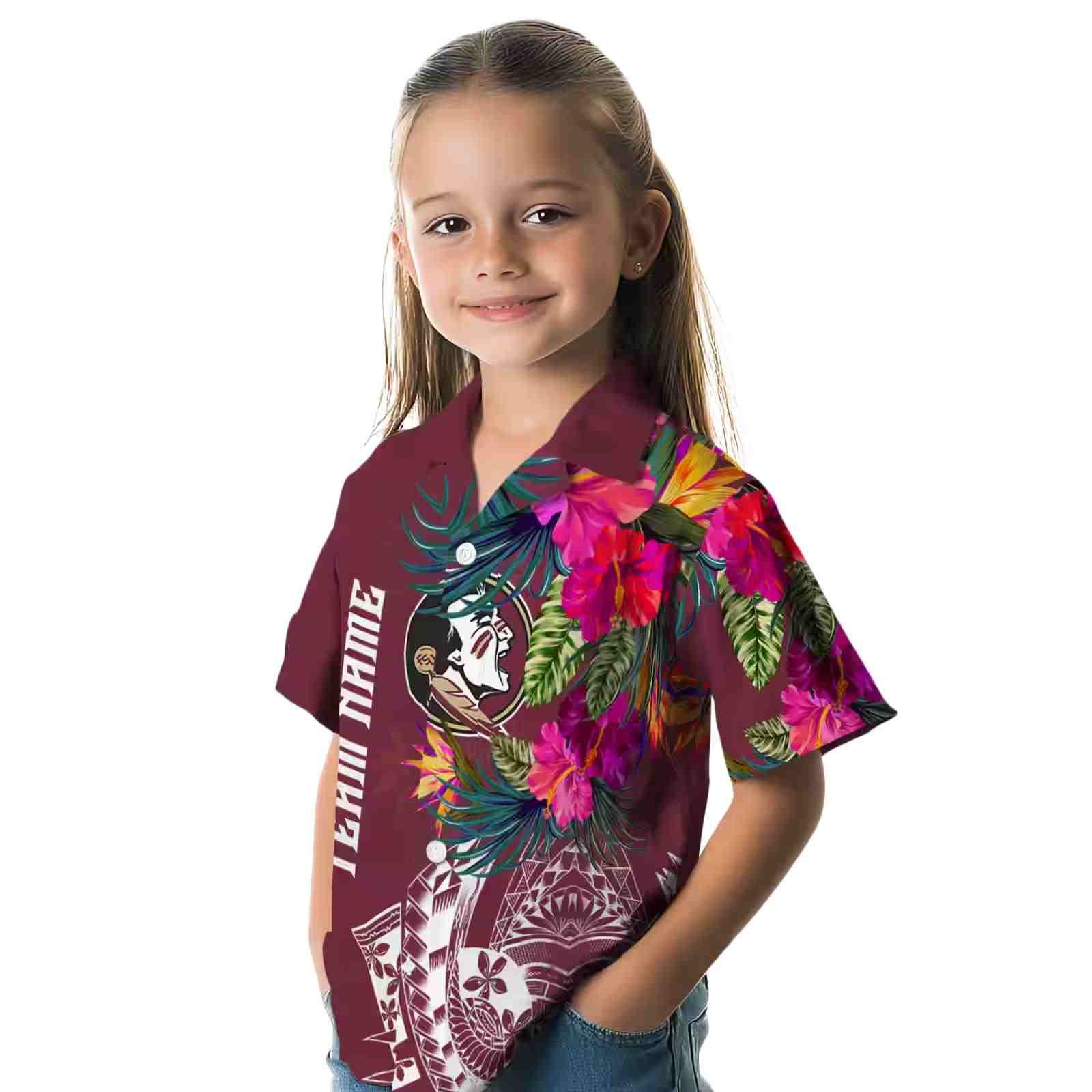 florida state seminoles floral polynesian garnet hawaiian shirt premium grade