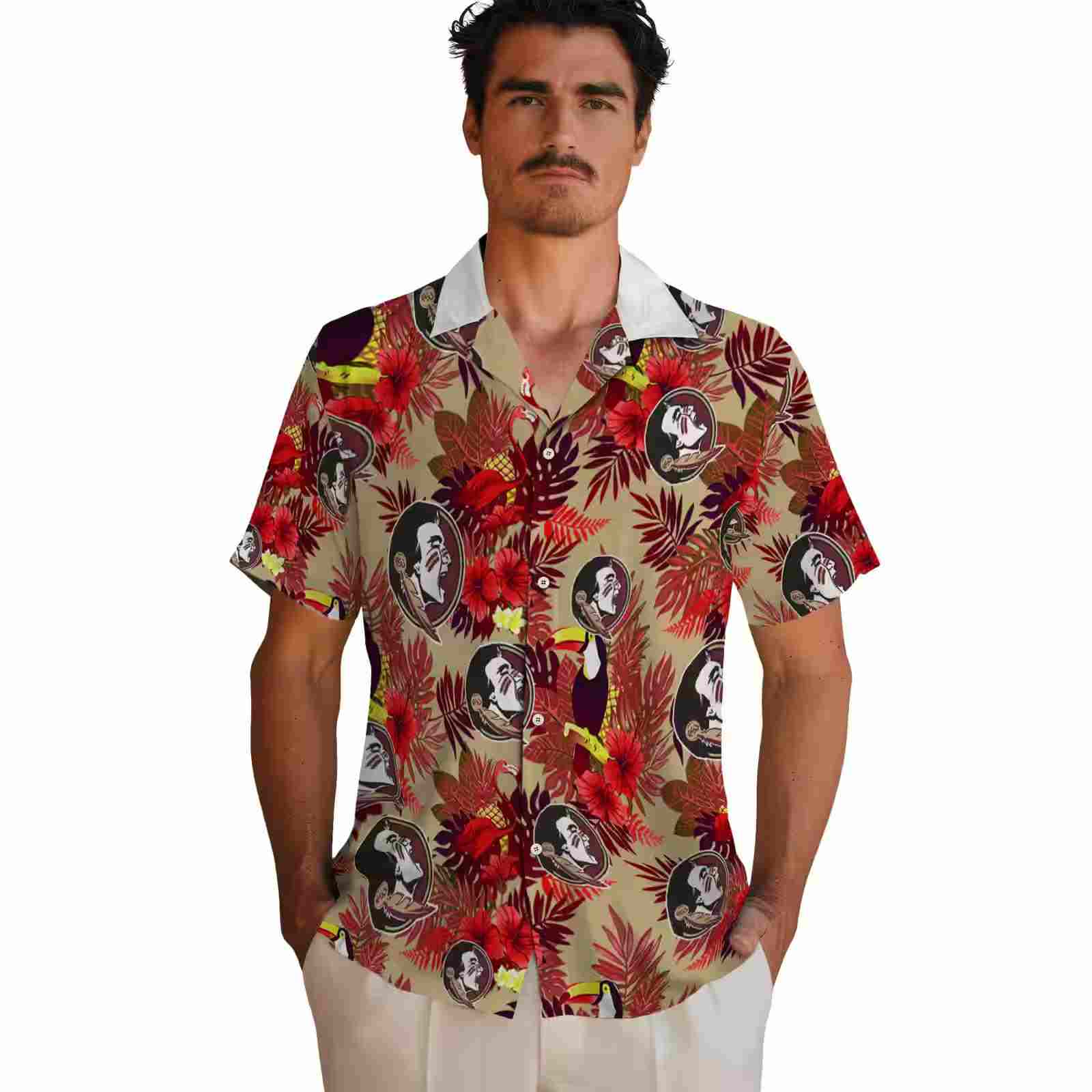 florida state seminoles floral toucan garnet red hawaiian shirt fashion forward