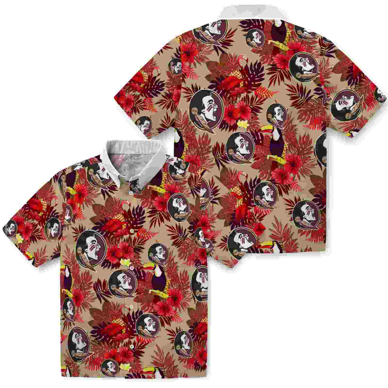 florida state seminoles floral toucan garnet red hawaiian shirt high quality