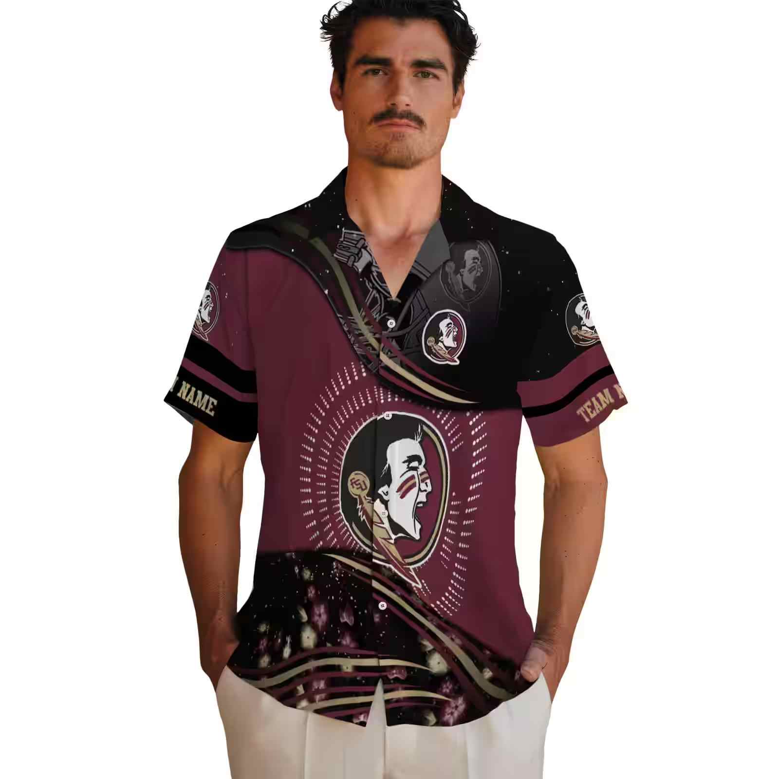 florida state seminoles football wave garnet black hawaiian shirt fashion forward