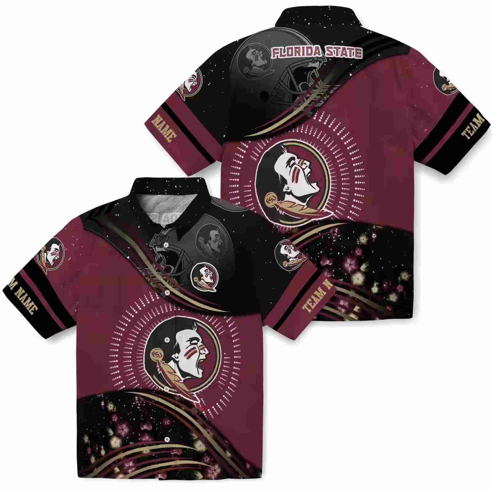 florida state seminoles football wave garnet black hawaiian shirt high quality