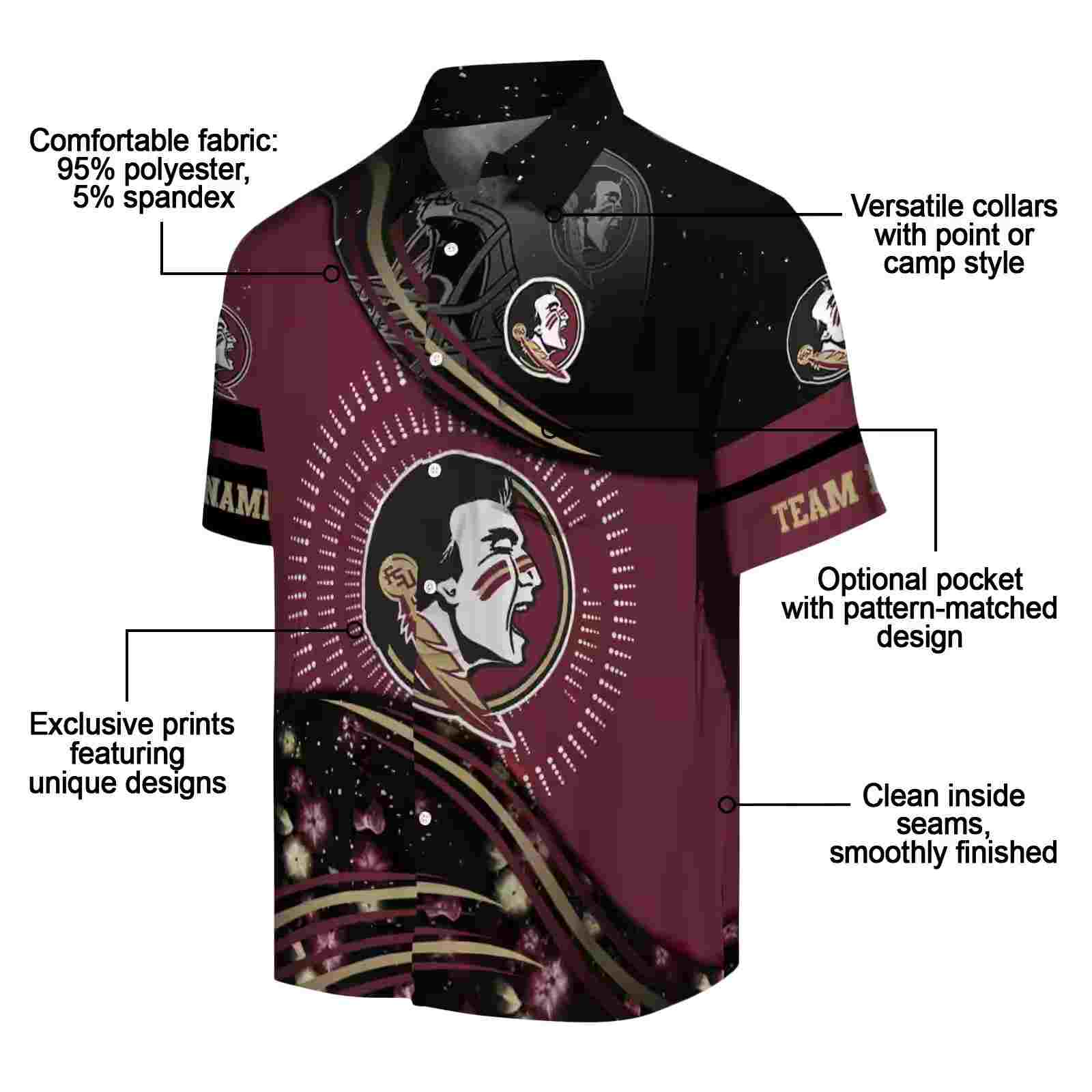 florida state seminoles football wave garnet black hawaiian shirt new arrival