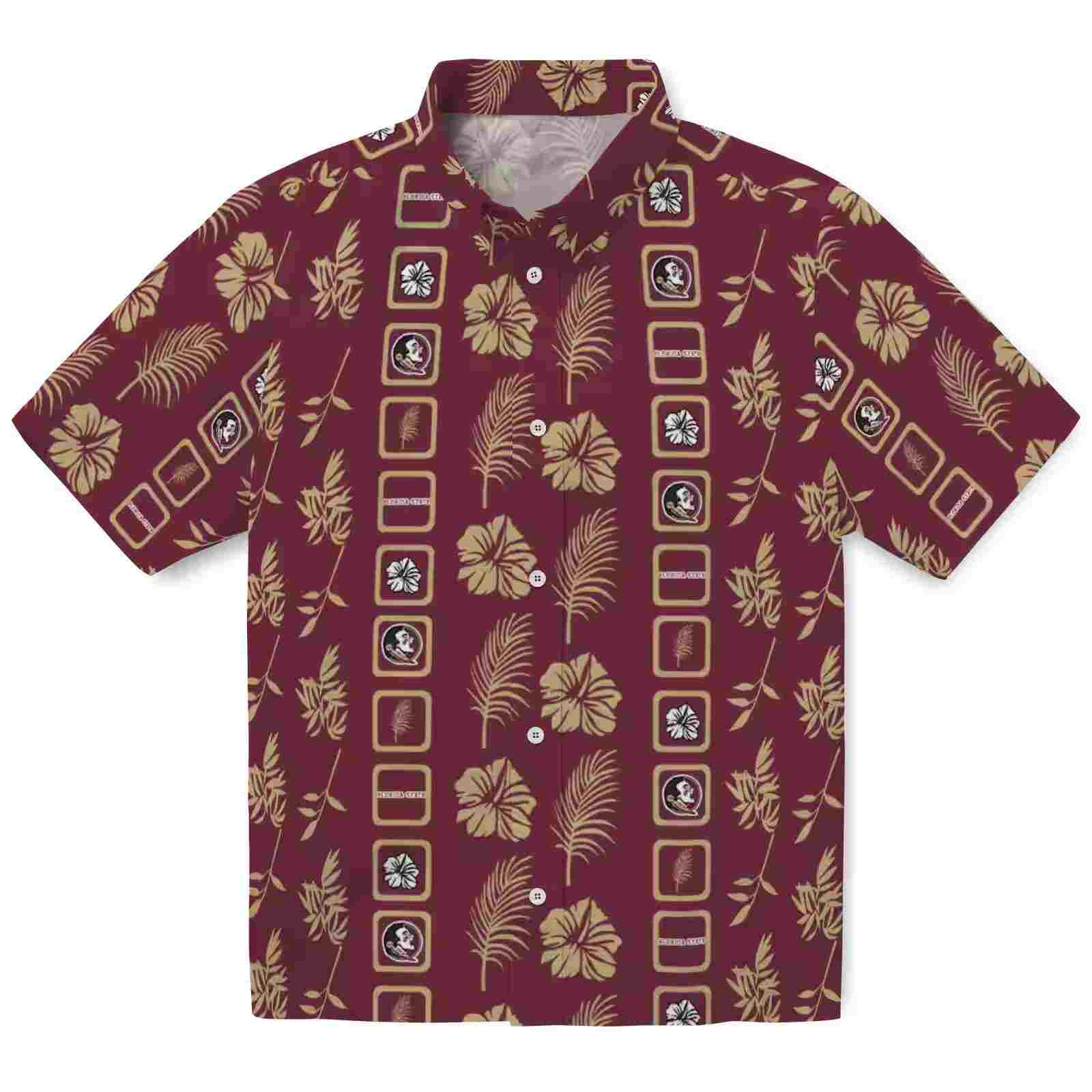 Florida State Seminoles Framed Floral Garnet Hawaiian Shirt