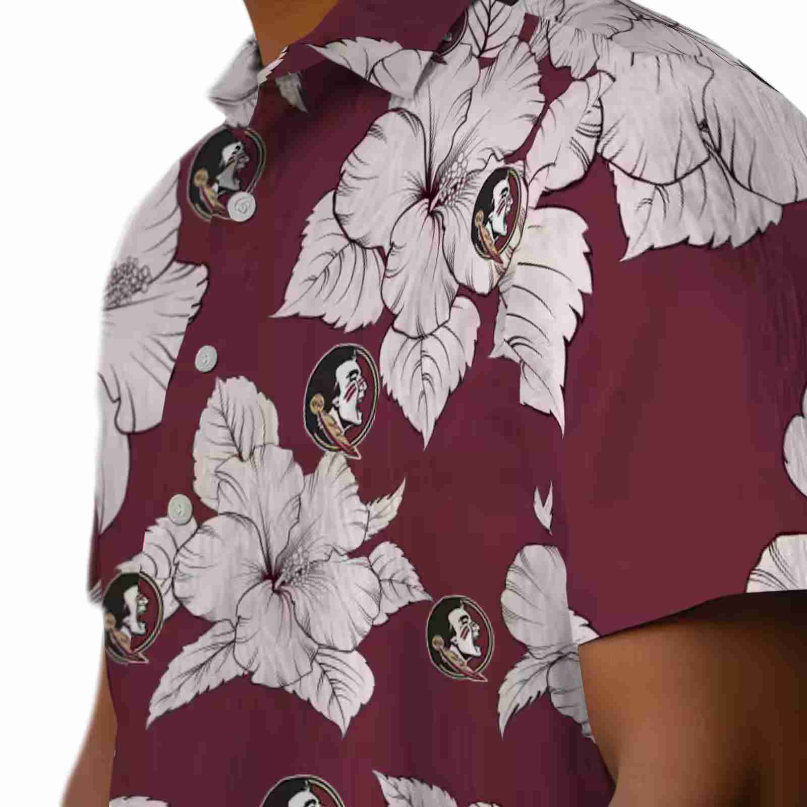 florida state seminoles hibiscus blooms garnet white hawaiian shirt trendy