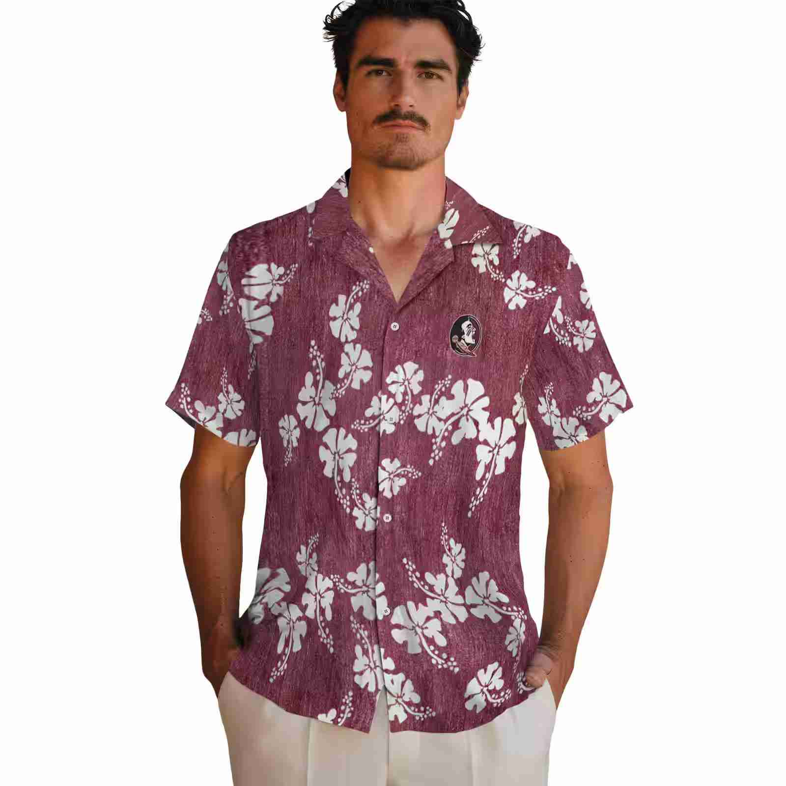 florida state seminoles hibiscus clusters garnet hawaiian shirt fashion forward