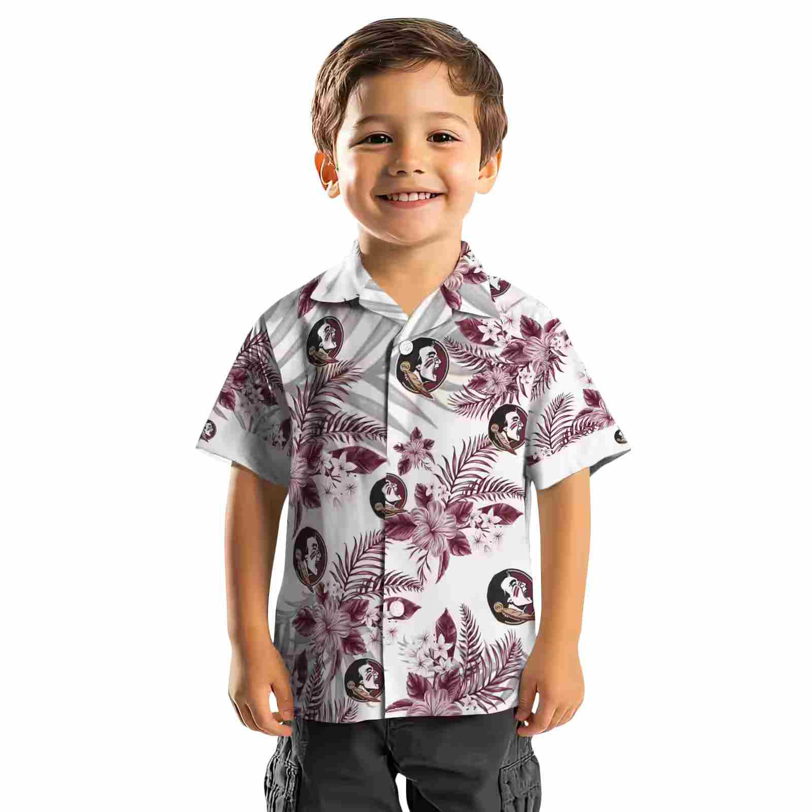 florida state seminoles hibiscus palm leaves garnet white hawaiian shirt top rated