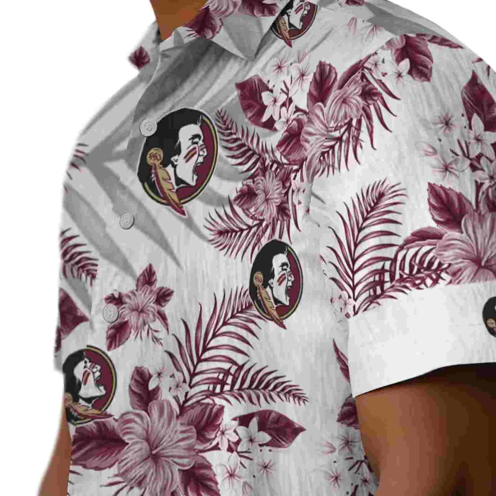 florida state seminoles hibiscus palm leaves garnet white hawaiian shirt trendy