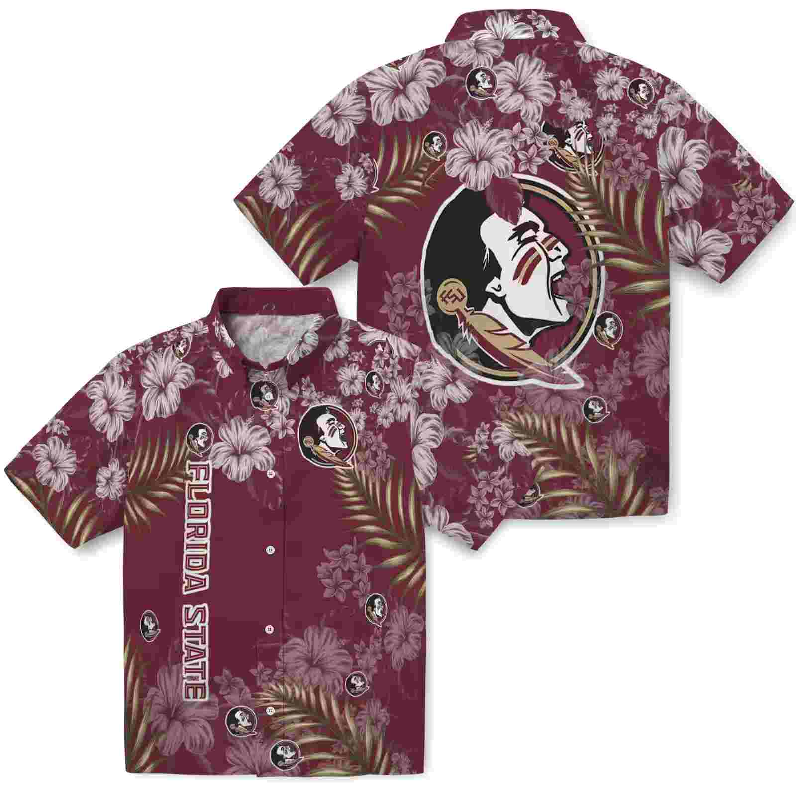 florida state seminoles hibiscus print garnet hawaiian shirt high quality