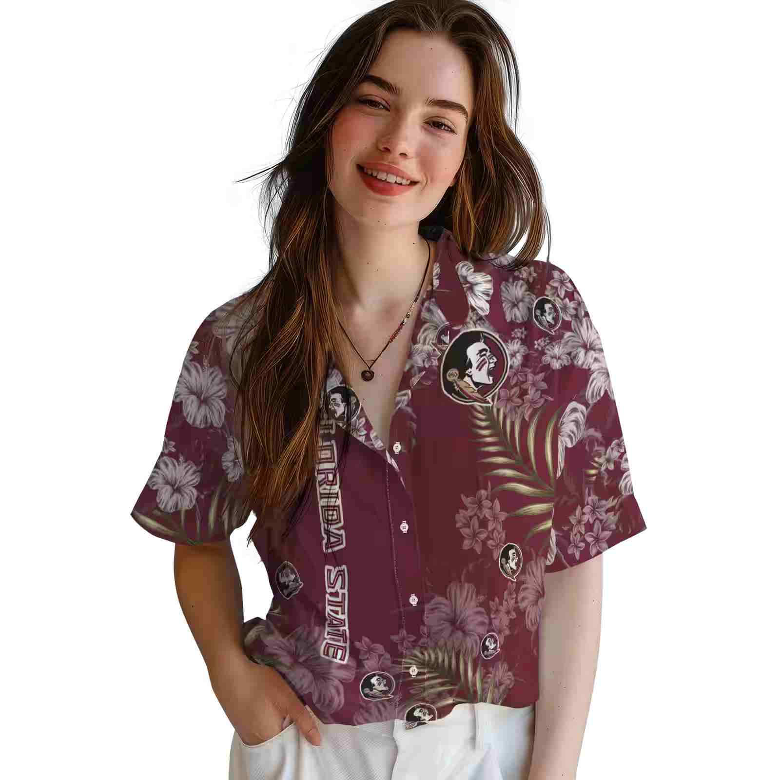 florida state seminoles hibiscus print garnet hawaiian shirt latest model