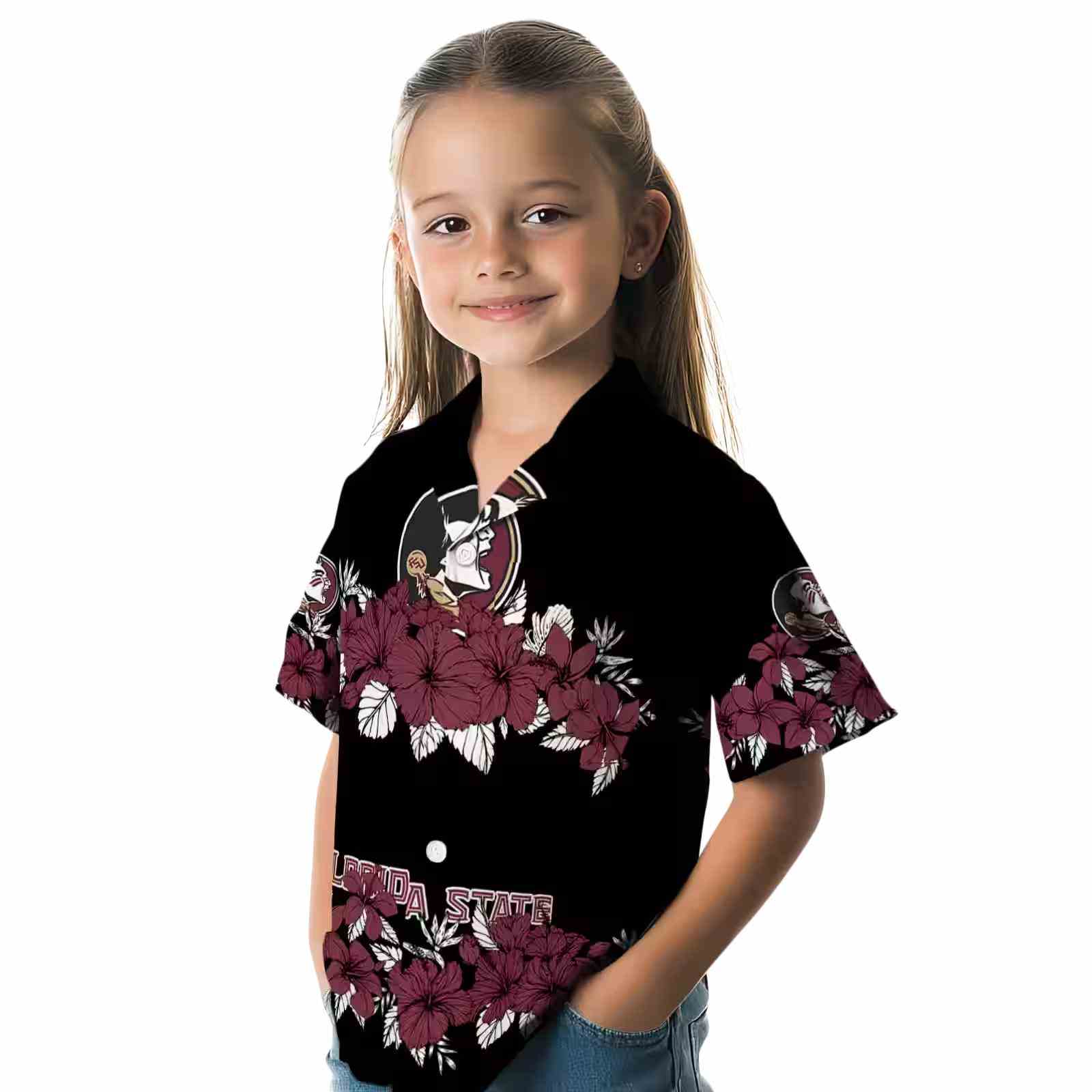 florida state seminoles hibiscus stripe garnet black hawaiian shirt premium grade