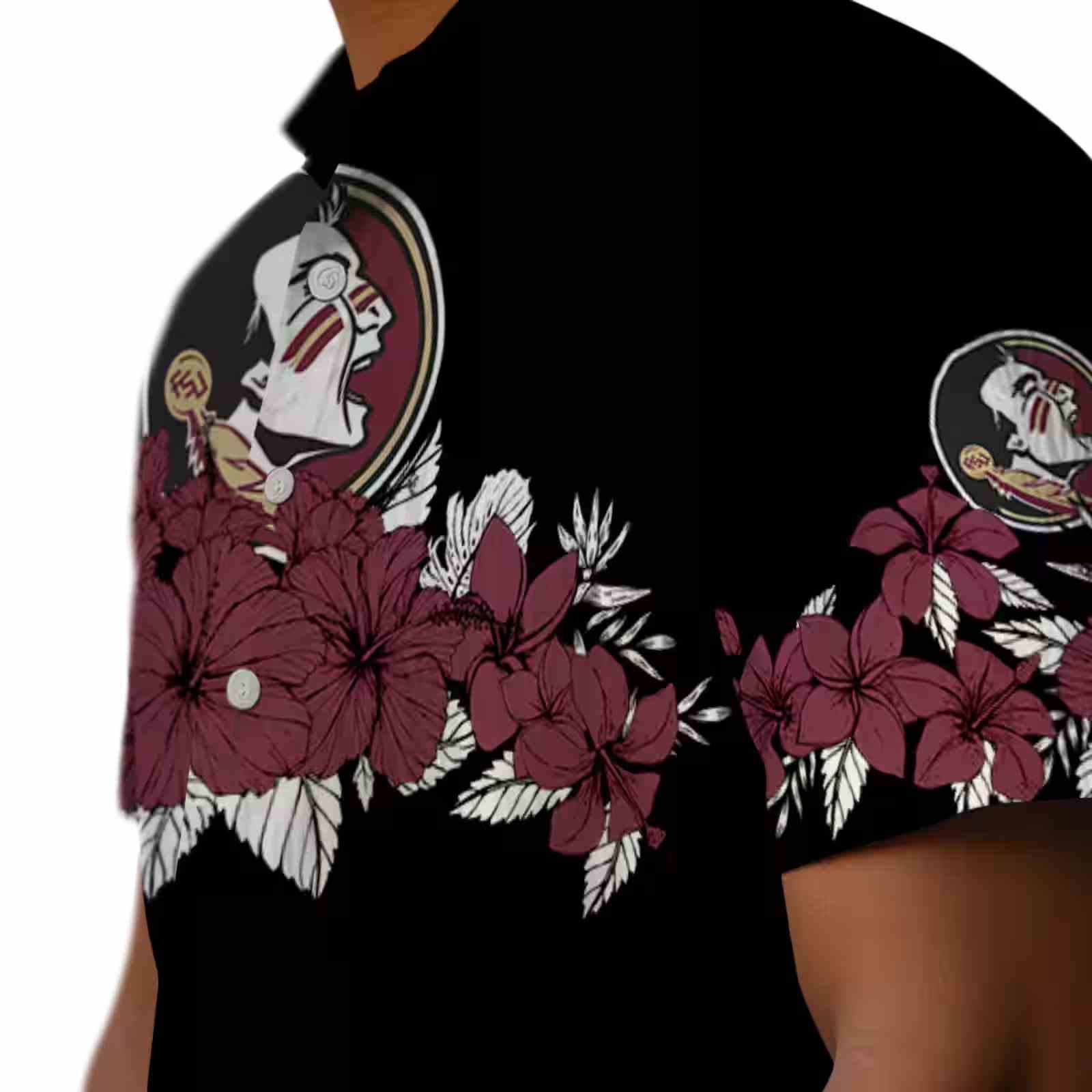 florida state seminoles hibiscus stripe garnet black hawaiian shirt trendy