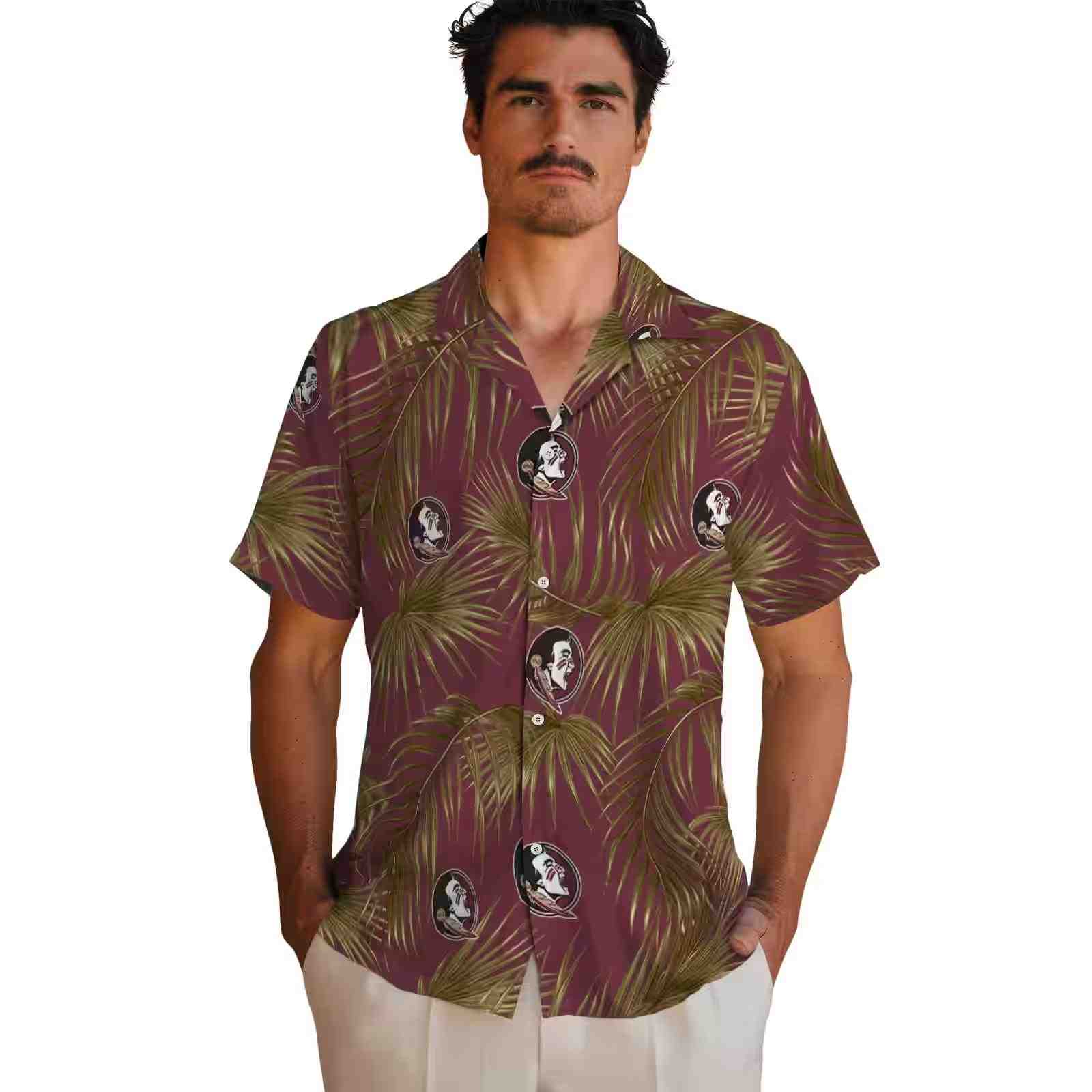 florida state seminoles leafy palms garnet hawaiian shirt fashion forward