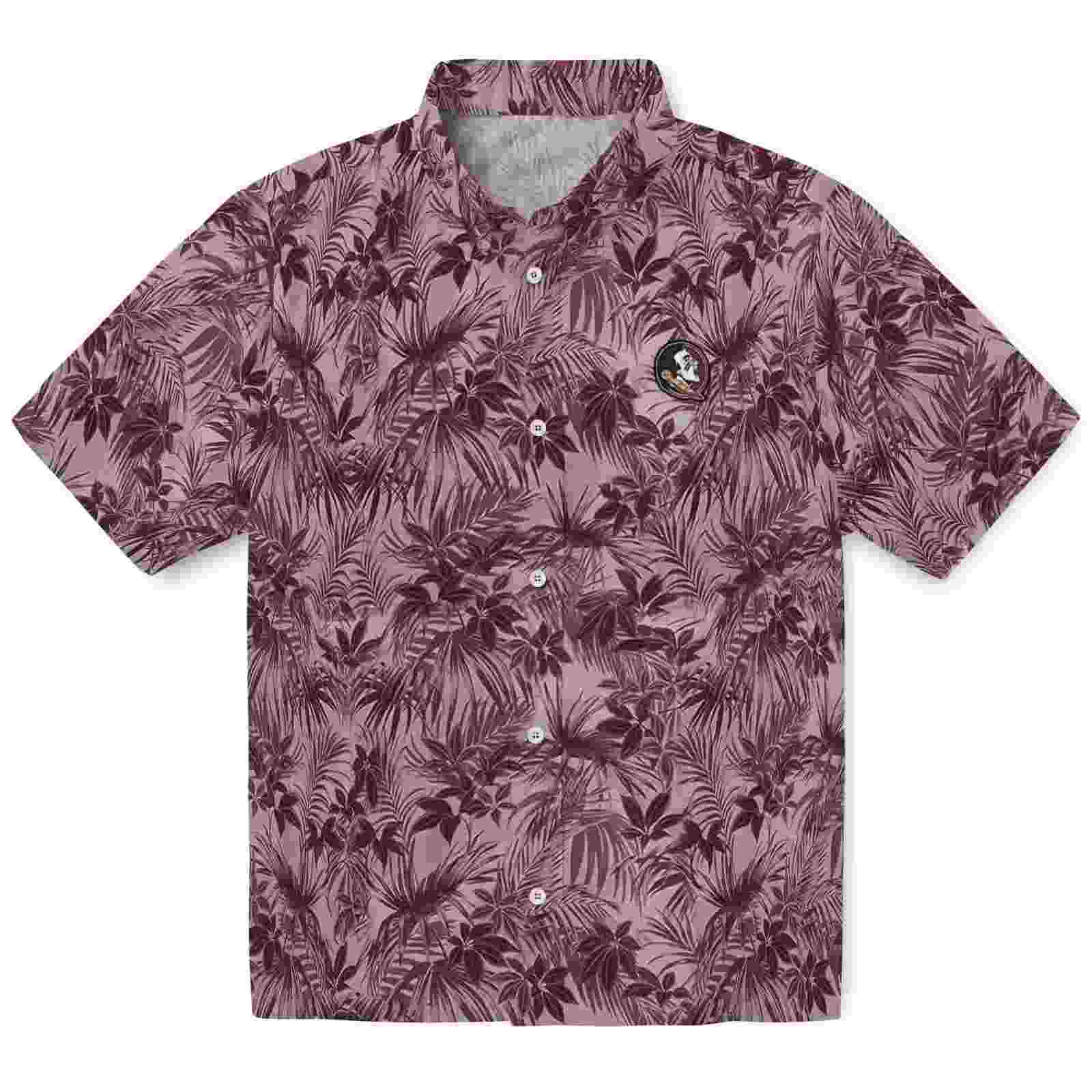 Florida State Seminoles Leafy Pattern Garnet Hawaiian Shirt