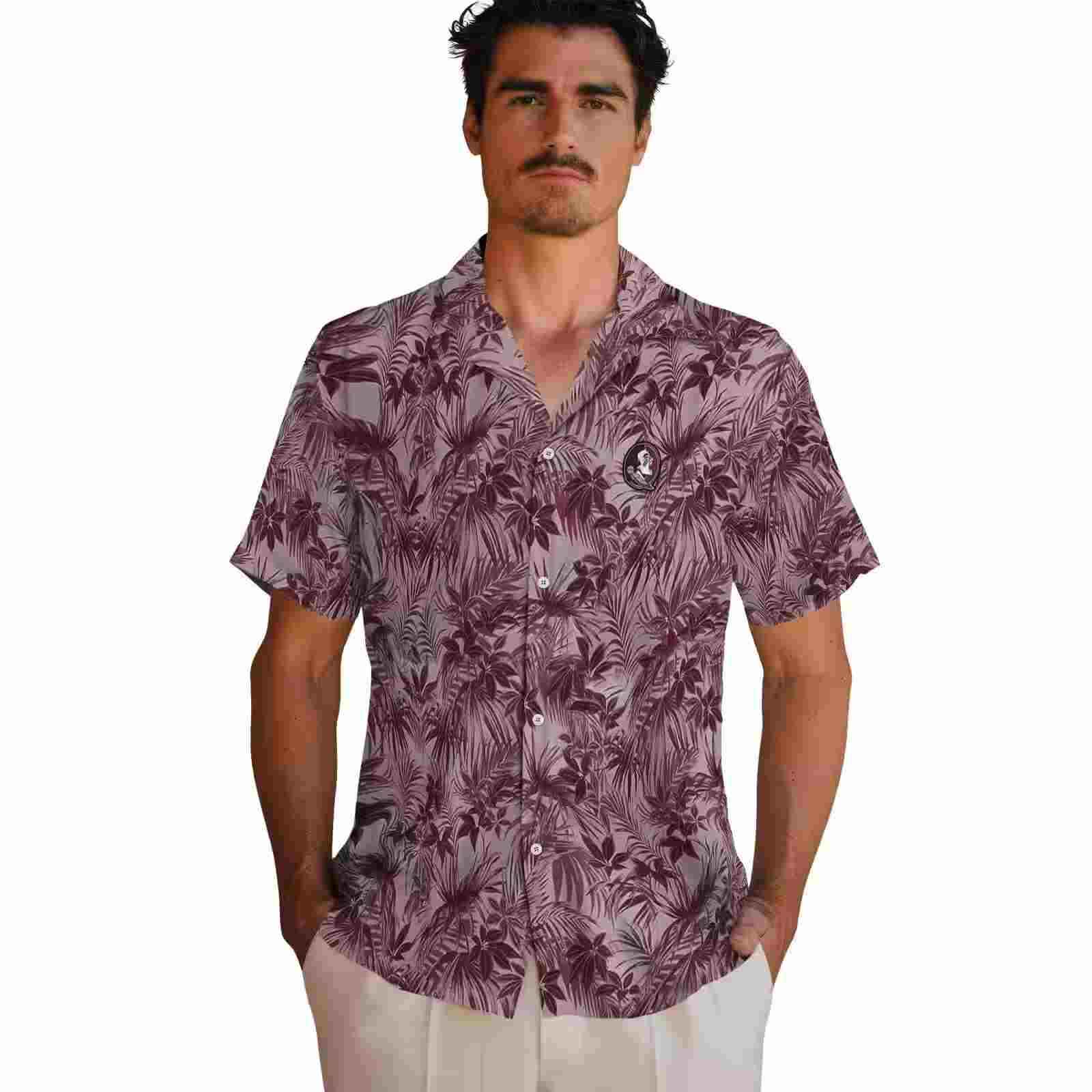 florida state seminoles leafy pattern garnet hawaiian shirt fashion forward