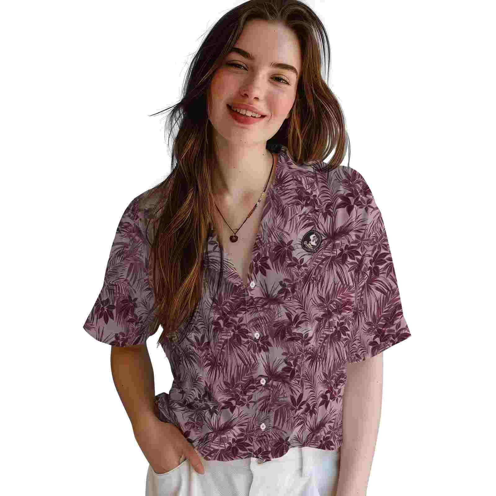 florida state seminoles leafy pattern garnet hawaiian shirt latest model