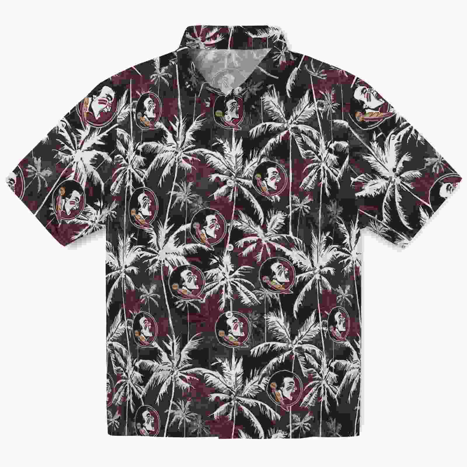 Florida State Seminoles Palm Pattern Garnet Black Hawaiian Shirt