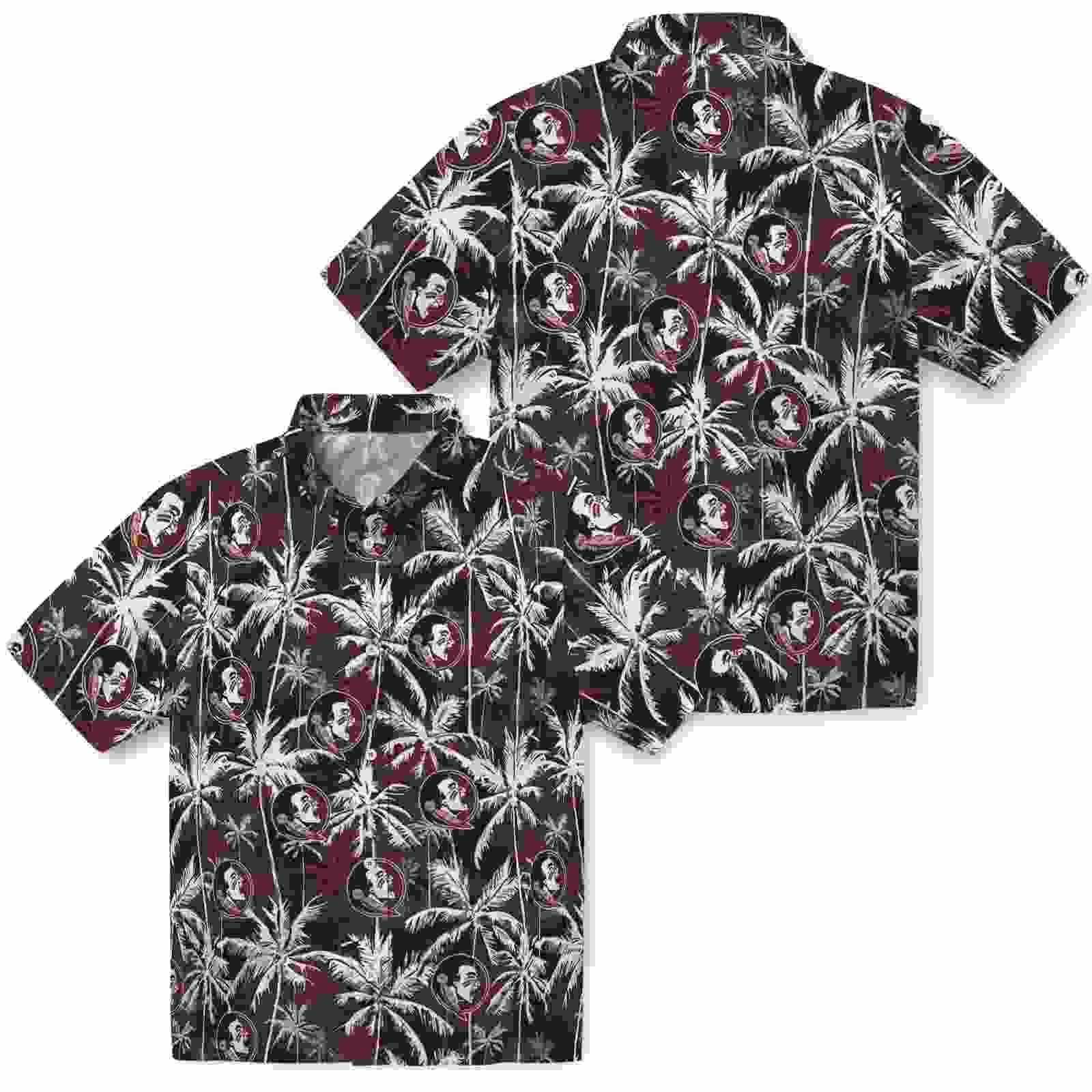 florida state seminoles palm pattern garnet black hawaiian shirt high quality